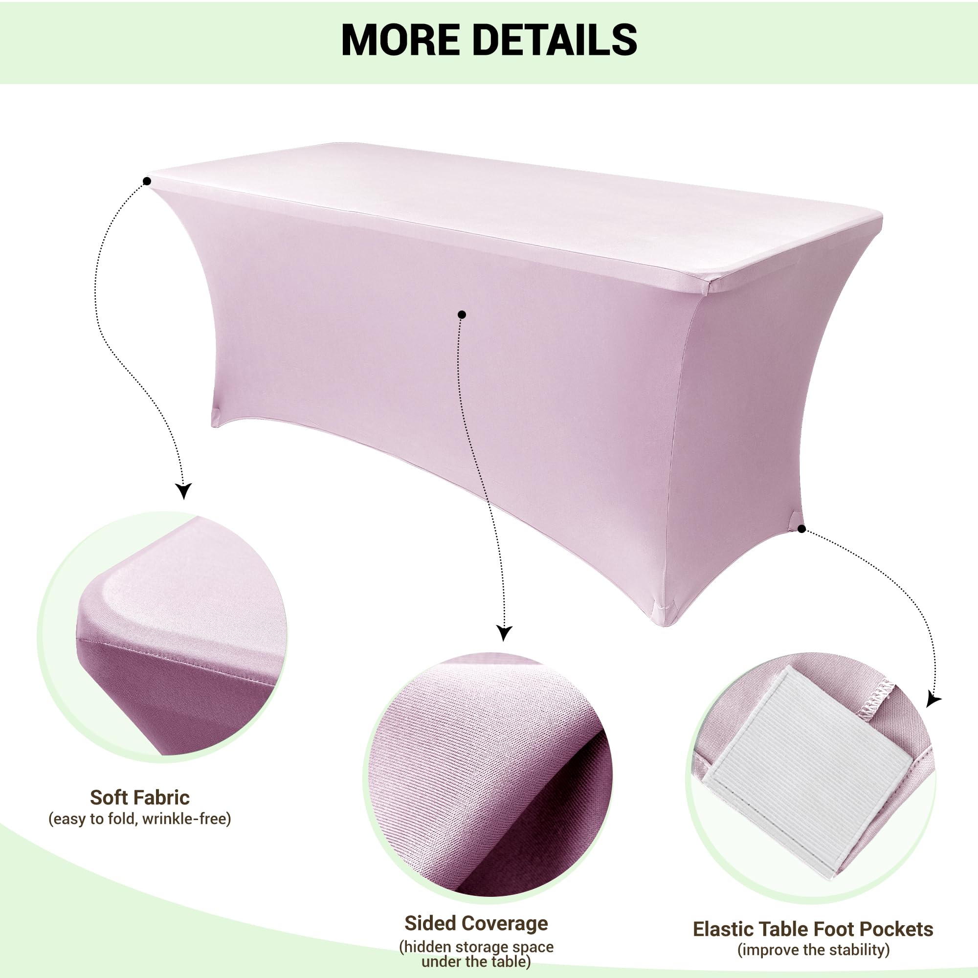 Foto 3 | Mantel Obstal Stretch Spandex De 6 Pies, Rosa Claro, 2 Unidades - Venta Internacional.