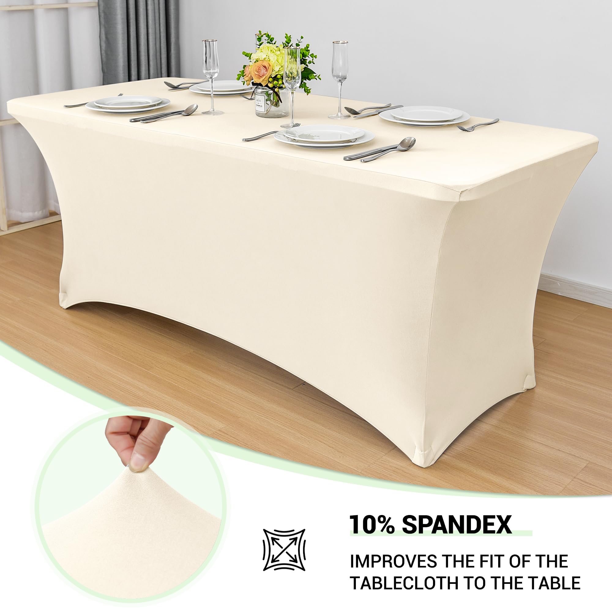 Foto 3 pulgar | Mantel Obstal Stretch Spandex De 6 Pies, Crema, Paquete De 2 - Venta Internacional.