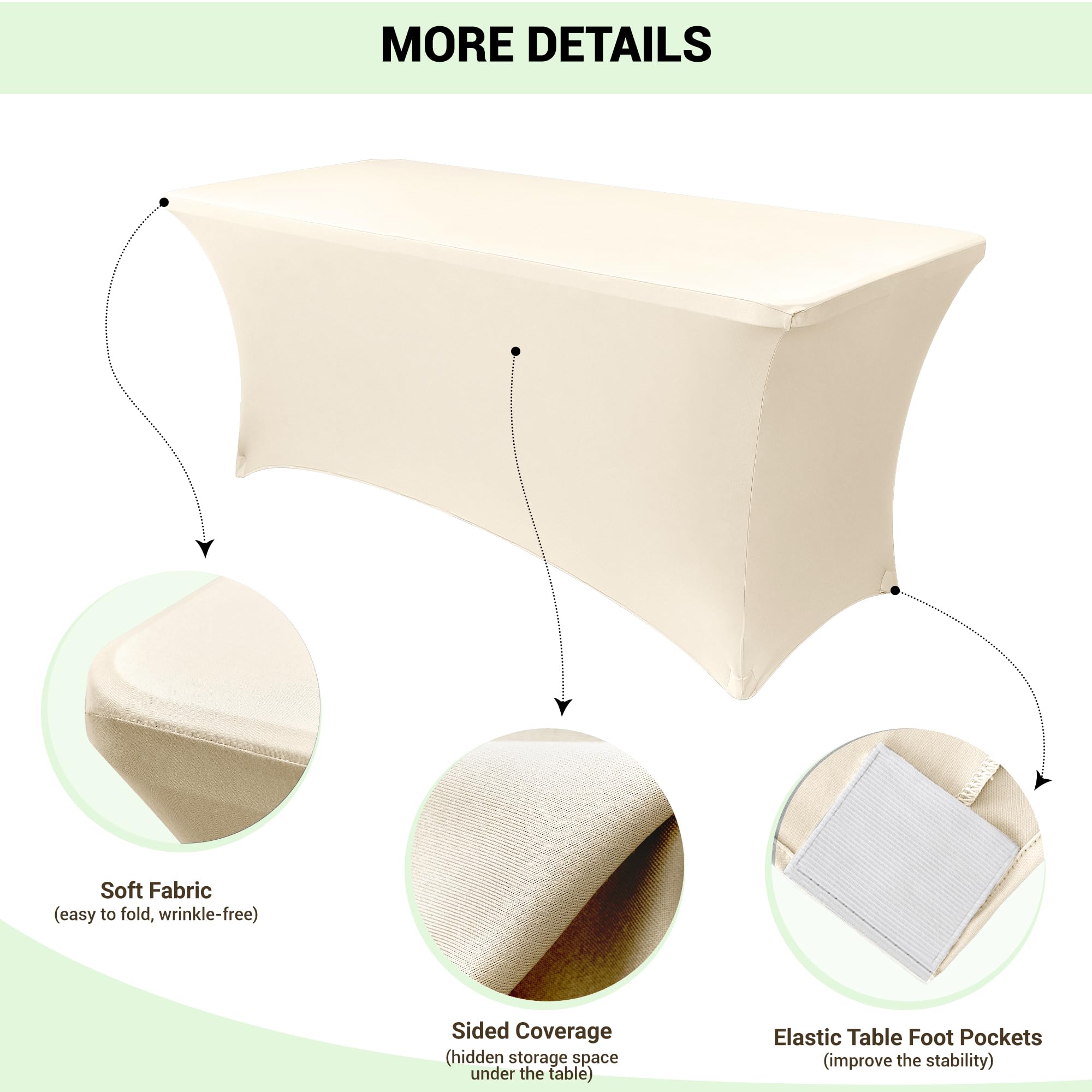 Foto 4 pulgar | Mantel Obstal Stretch Spandex De 6 Pies, Crema, Paquete De 2 - Venta Internacional.