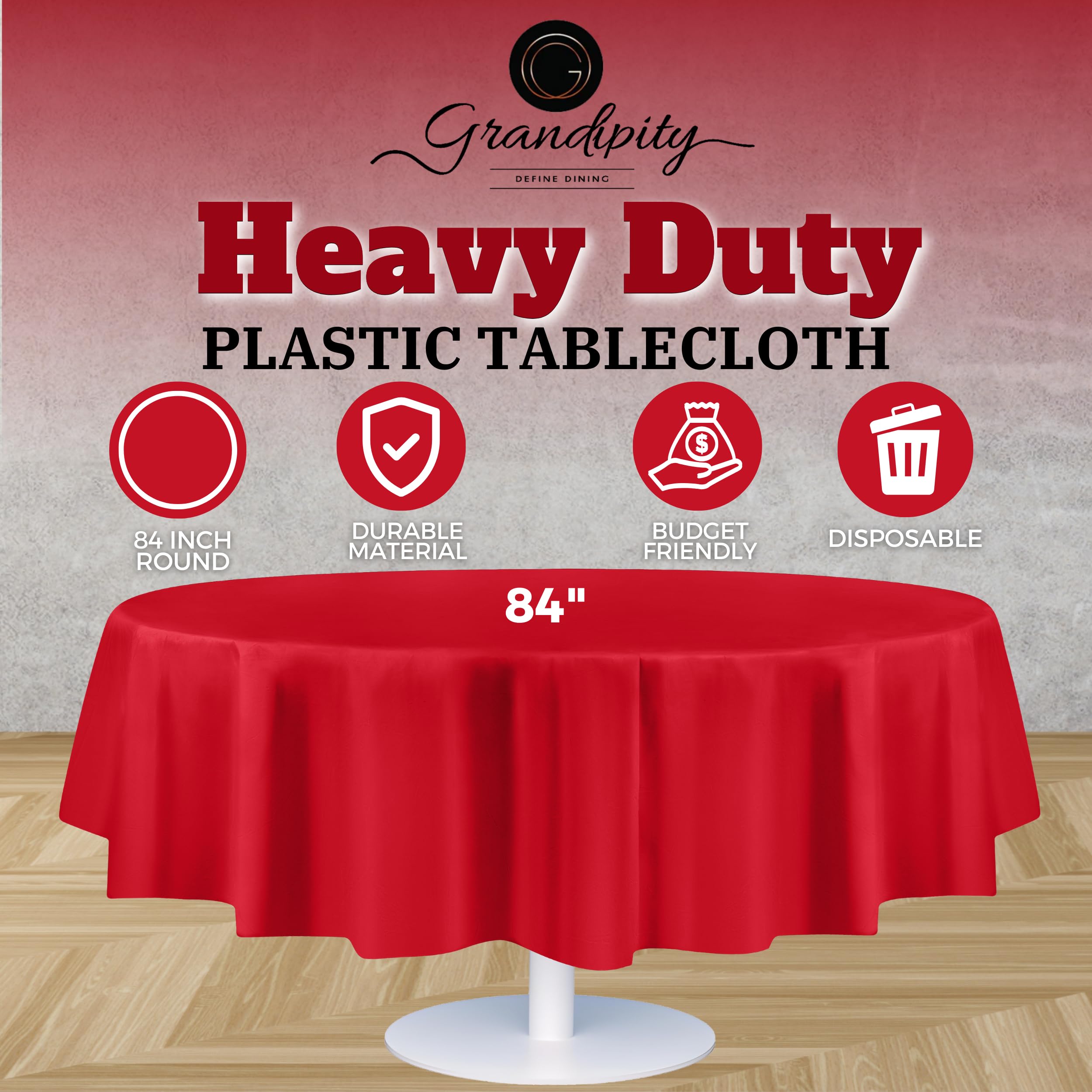 Foto 2 | Mantel Desechable De Plástico Grandipity, 84 Pulgadas, Rojo, Paquete De 12 - Venta Internacional.