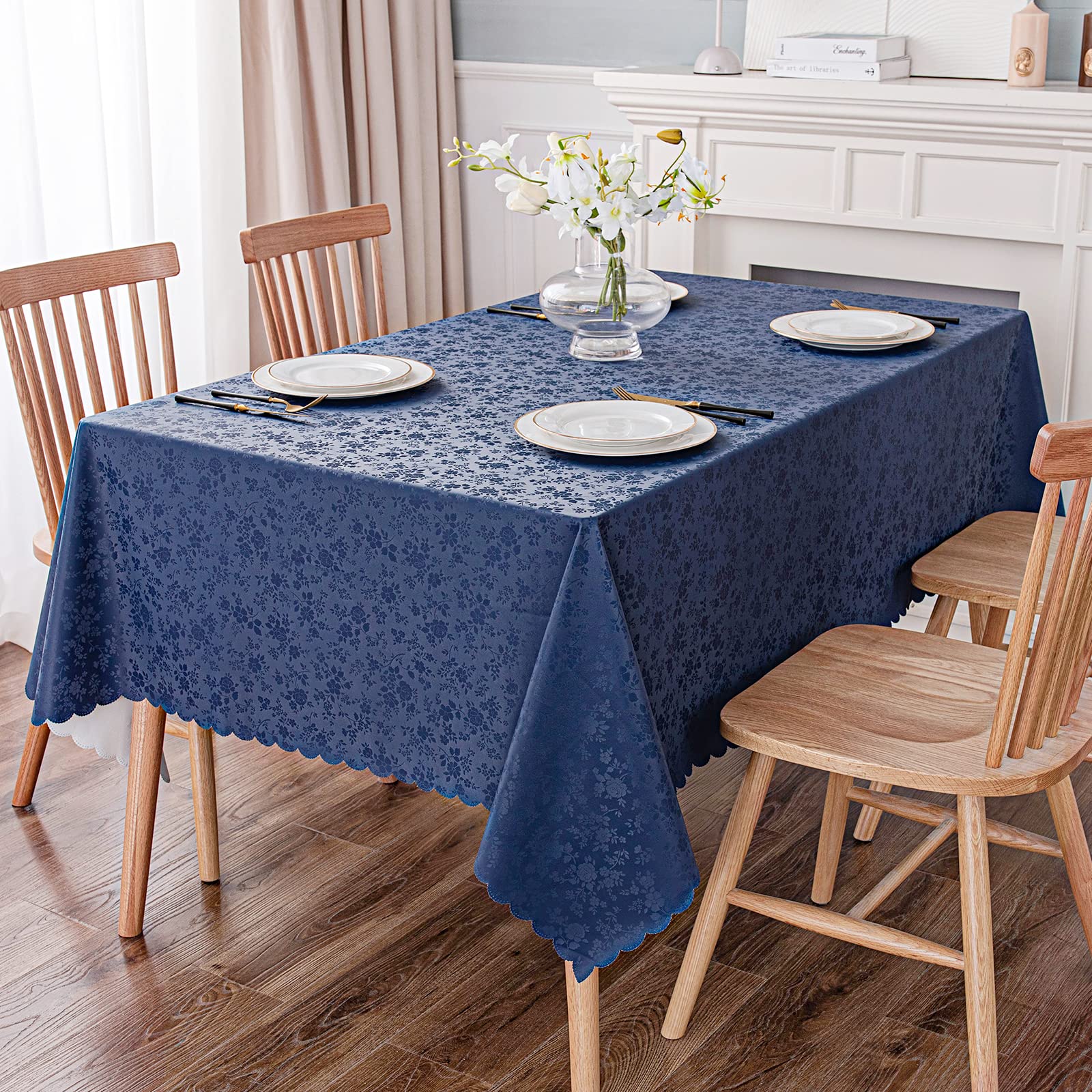 Foto 6 | Mantel Smiry De Vinilo Impermeable 150 X 210 Cm, Color Azul Marino - Venta Internacional.