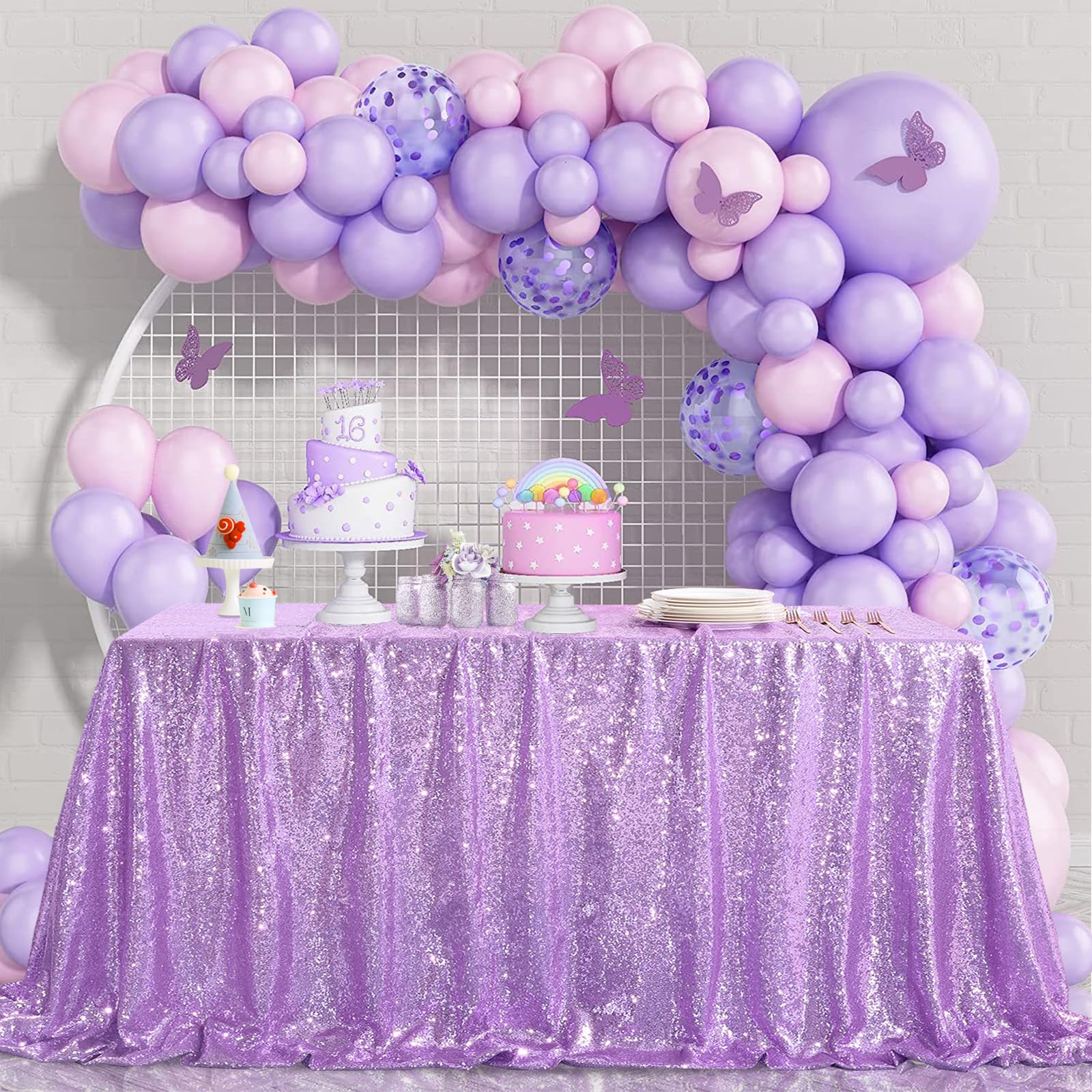 Foto 2 pulgar | Mantel De Lentejuelas B-cool Para Bodas, Color Lavanda, Lila, 152 X 259 Cm - Venta Internacional.