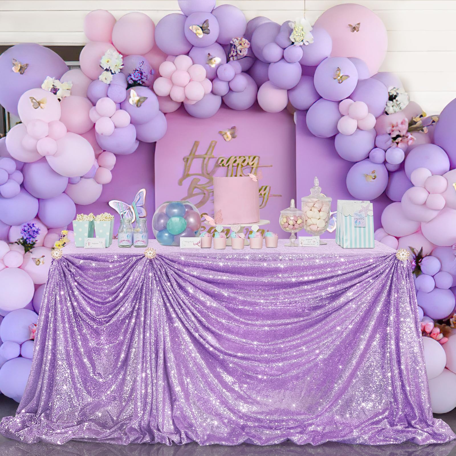 Foto 3 pulgar | Mantel De Lentejuelas B-cool Para Bodas, Color Lavanda, Lila, 152 X 259 Cm - Venta Internacional.