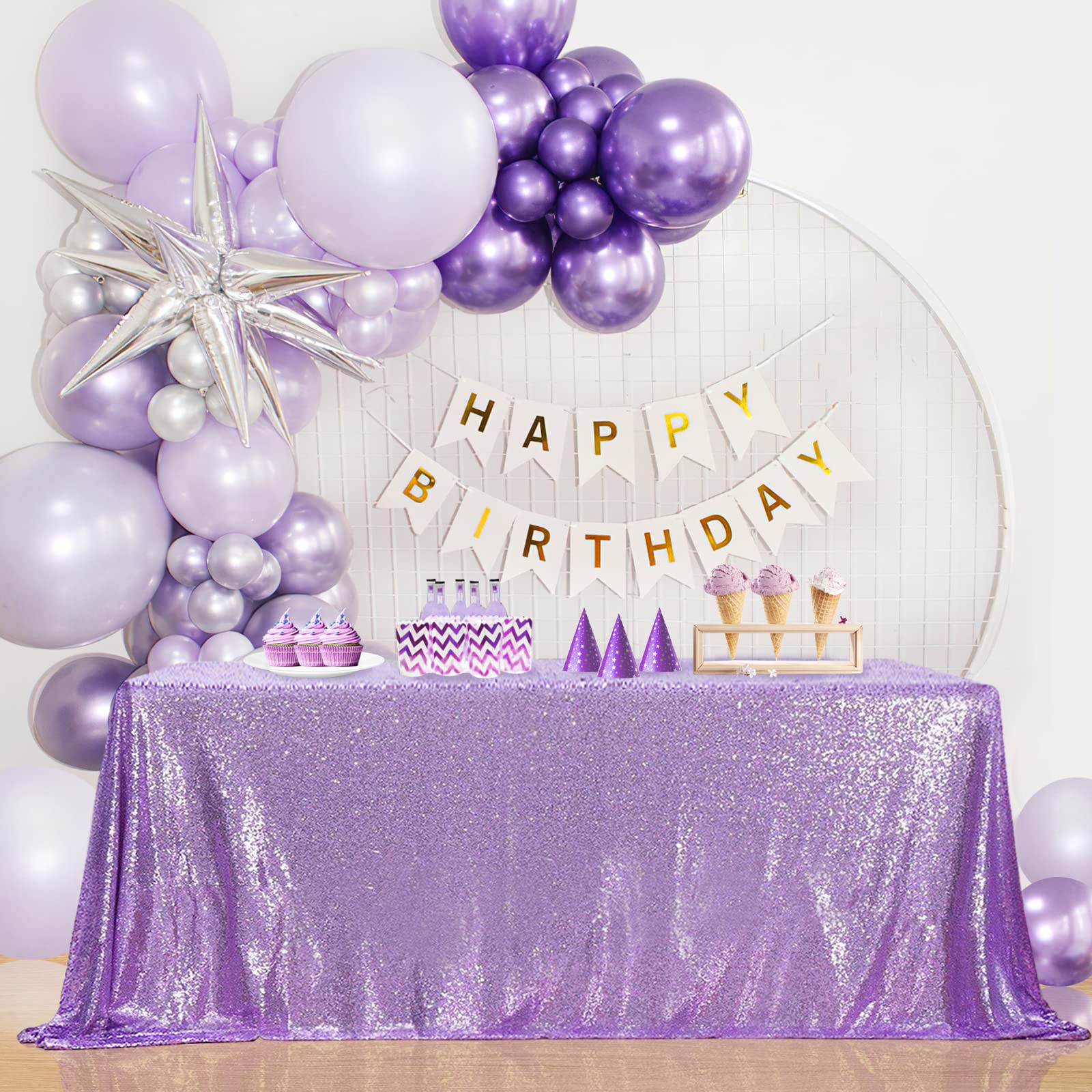Foto 4 pulgar | Mantel De Lentejuelas B-cool Para Bodas, Color Lavanda, Lila, 152 X 259 Cm - Venta Internacional.