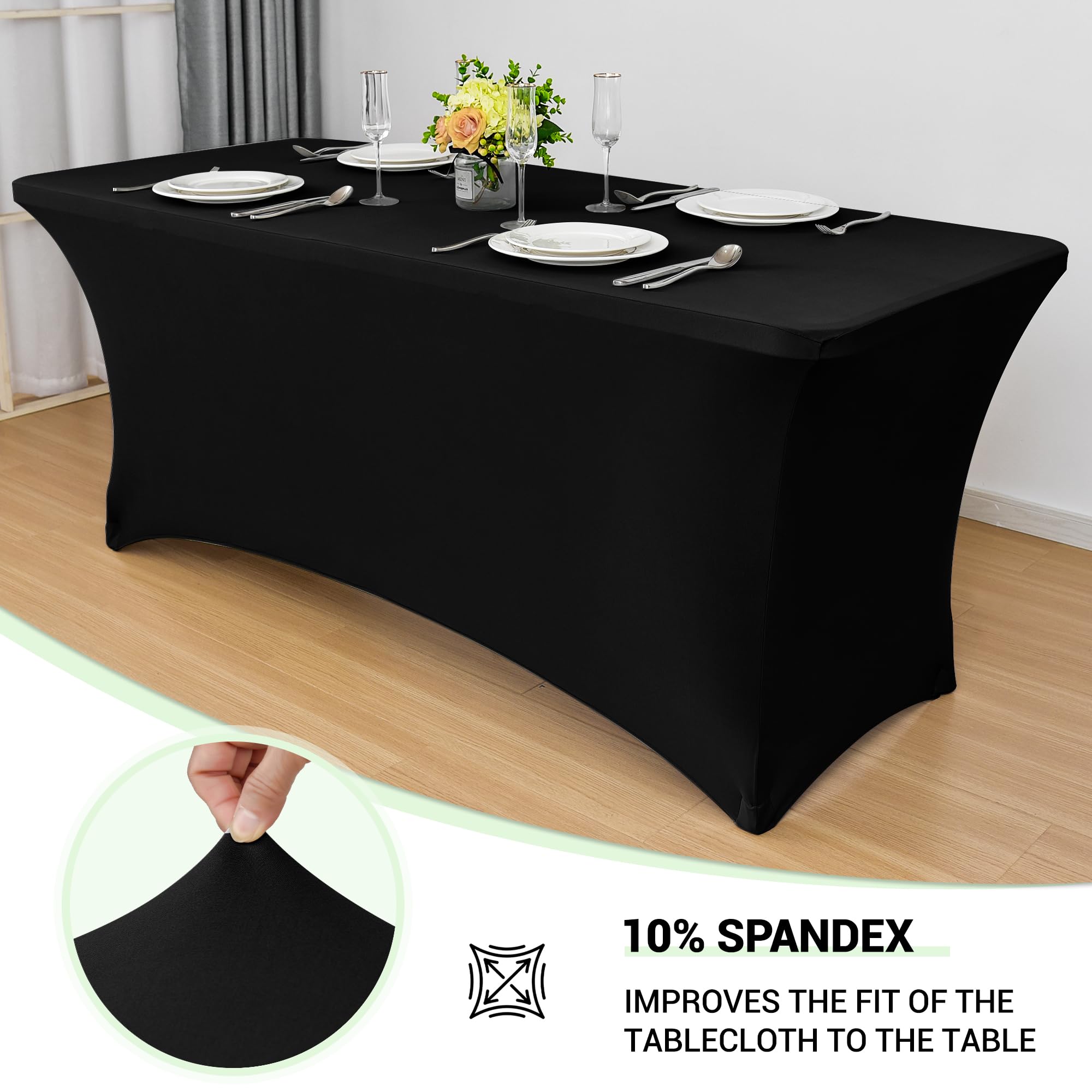 Foto 3 pulgar | Mantel Obstal Stretch Spandex De 6 Pies, Negro (paquete De 4) - Venta Internacional.