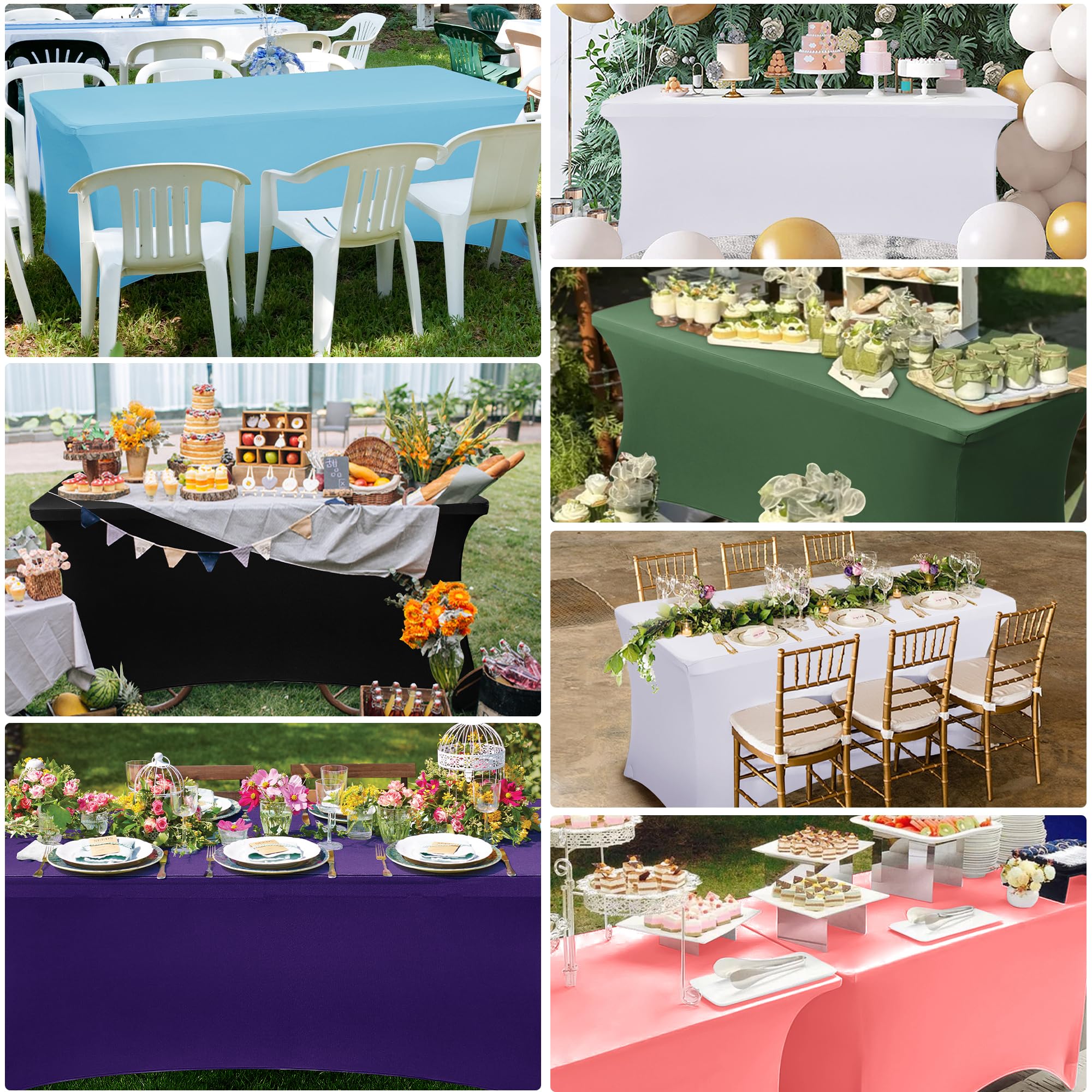 Foto 6 | Mantel Obstal Stretch Spandex De 6 Pies, Azul, Para Bodas, 2 Unidades - Venta Internacional.