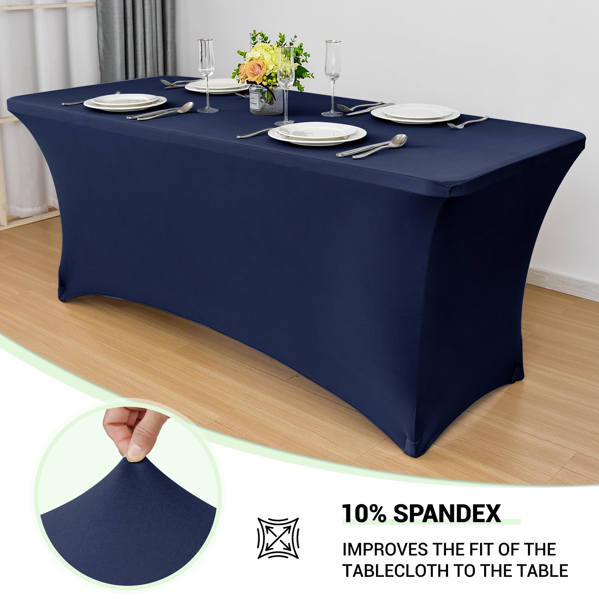 Foto 2 | Mantel Obstal Stretch Spandex De 6 Pies, Azul Marino, Paquete De 2 - Venta Internacional.