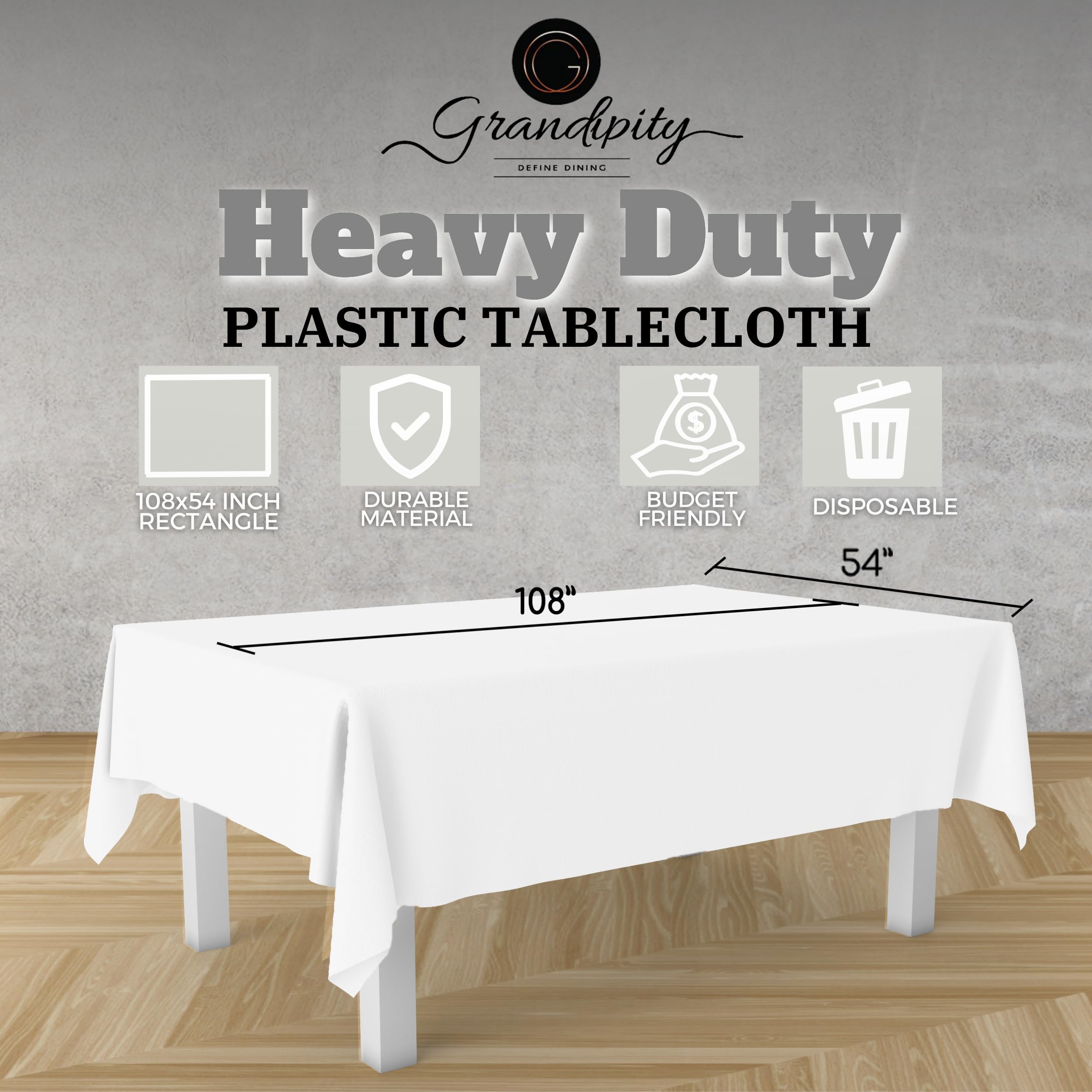 Foto 2 | Mantel Desechable De Plástico Grandipity, 12 Unidades, Color Blanco - Venta Internacional.