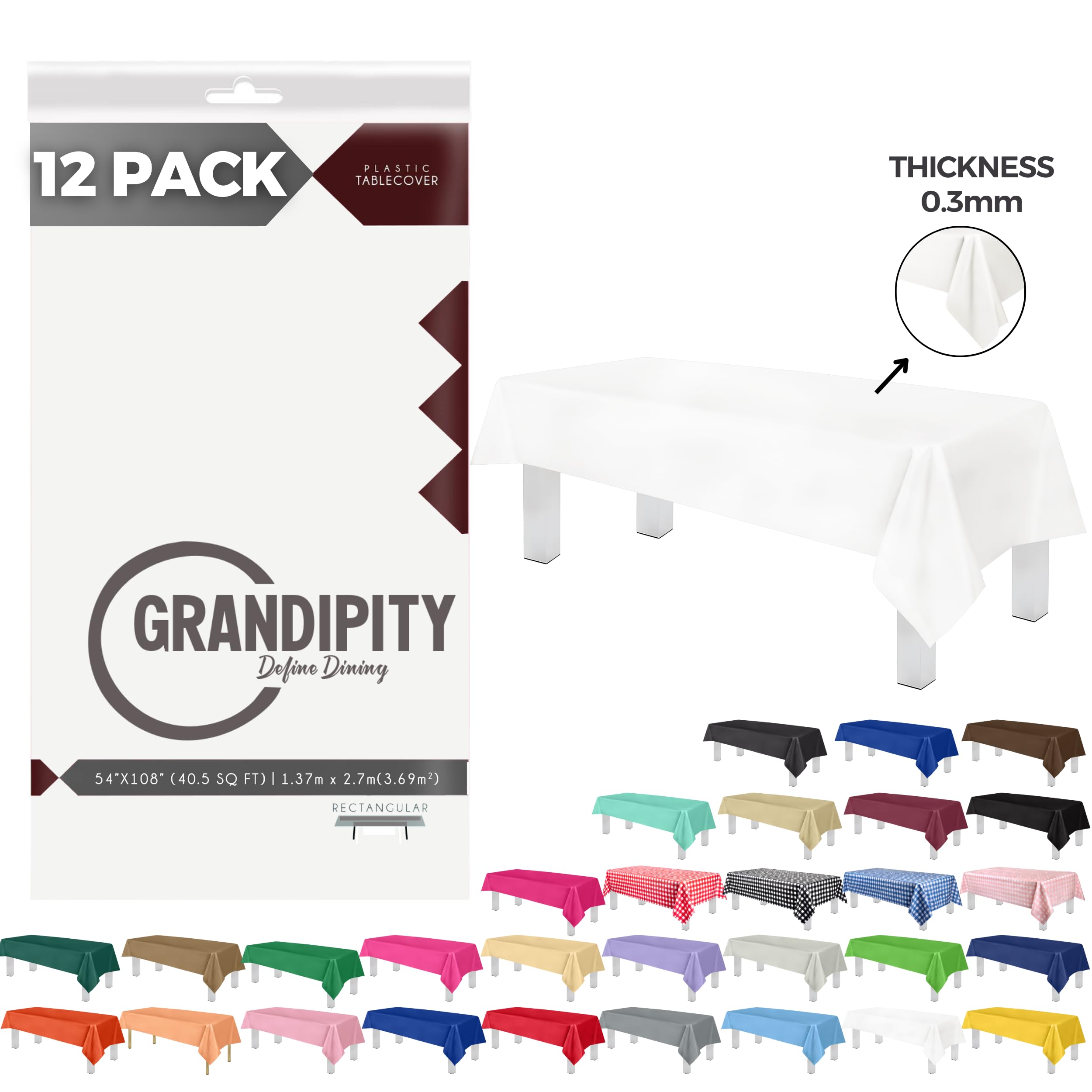 Foto 7 | Mantel Desechable De Plástico Grandipity, 12 Unidades, Color Blanco - Venta Internacional.
