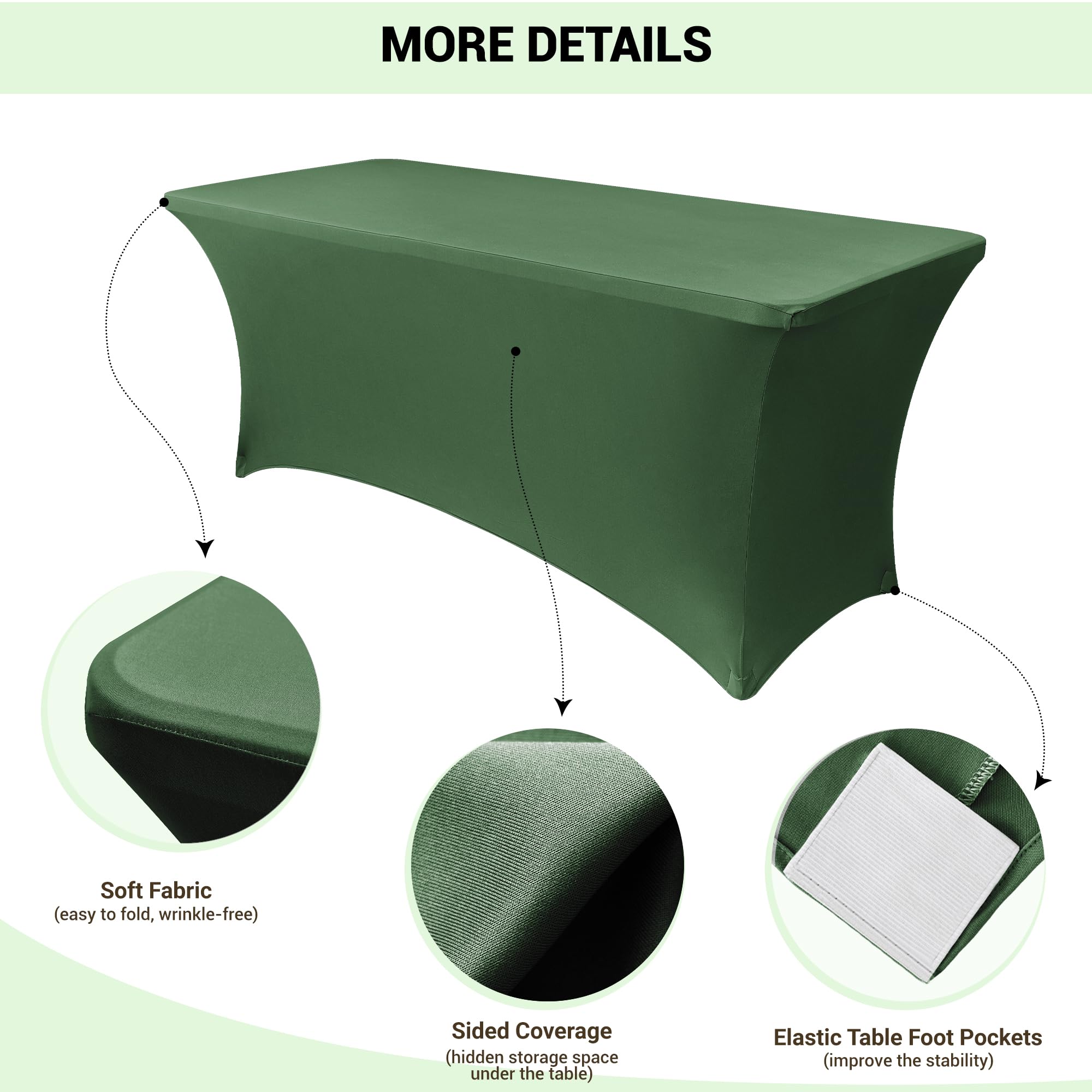 Foto 4 pulgar | Mantel Obstal Stretch Spandex 180 X 75 X 75 Cm, Color Verde Negruzco - Venta Internacional.
