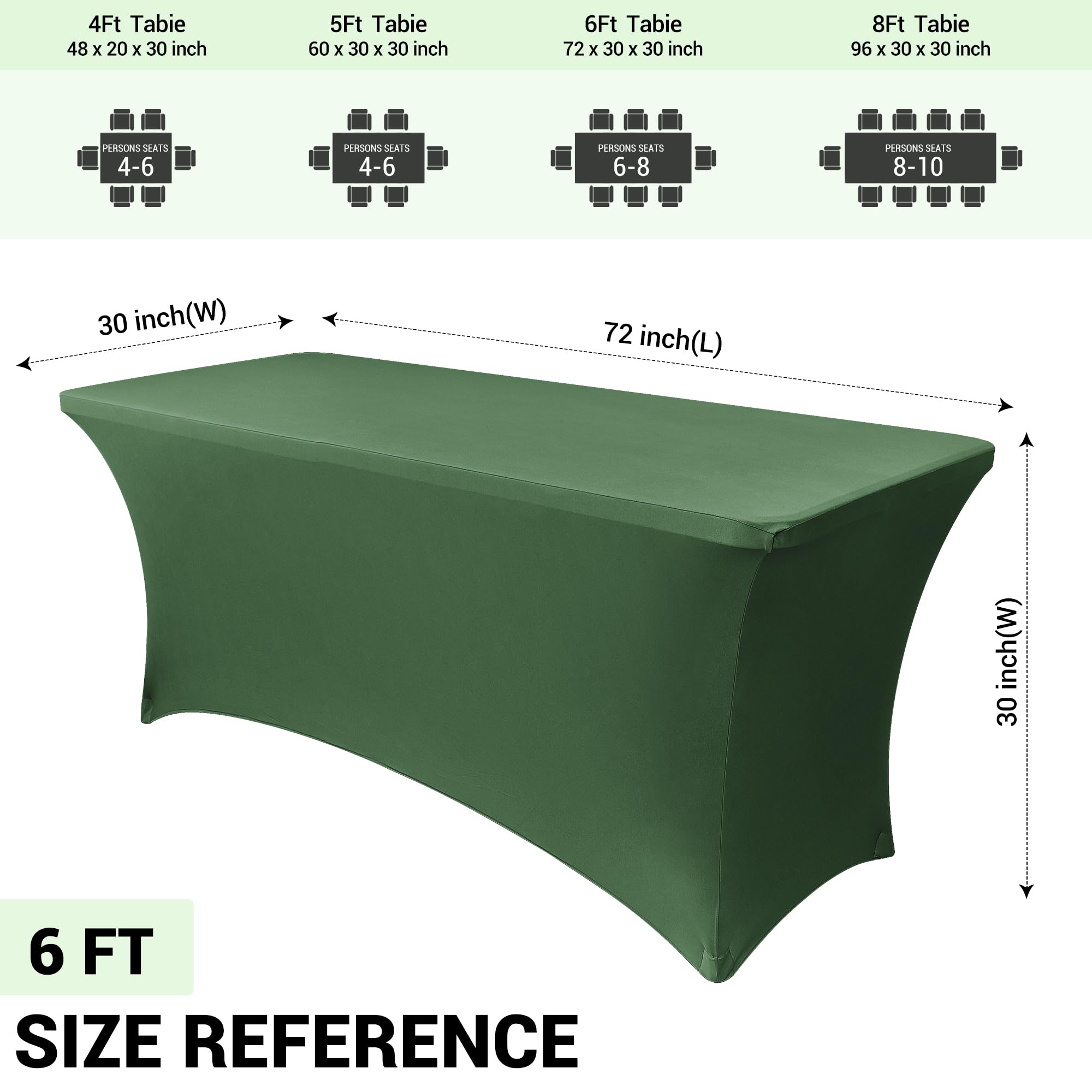 Foto 5 pulgar | Mantel Obstal Stretch Spandex 180 X 75 X 75 Cm, Color Verde Negruzco - Venta Internacional.