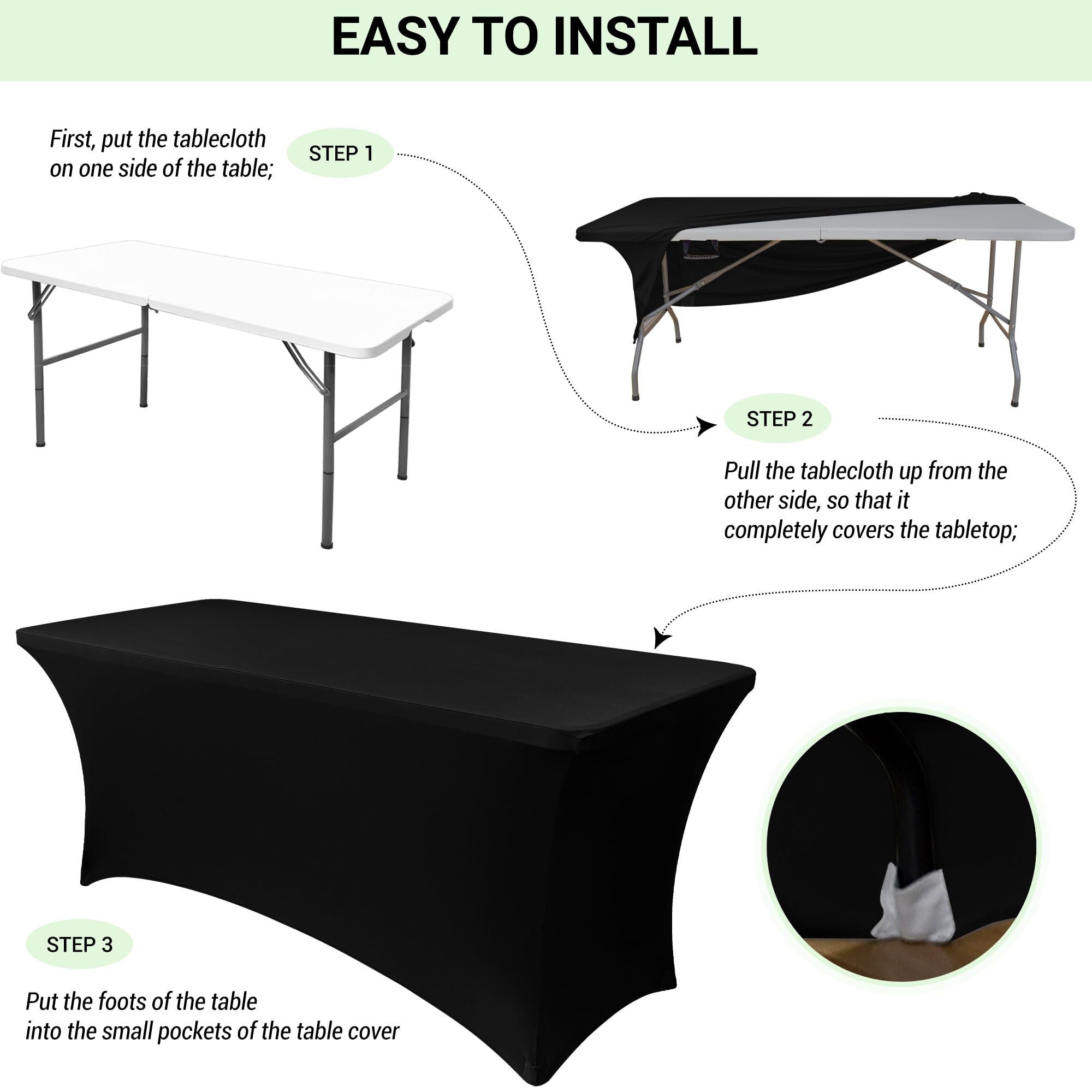 Foto 6 pulgar | Mantel Obstal Stretch Spandex 180 X 75 X 75 Cm, Color Verde Negruzco - Venta Internacional.