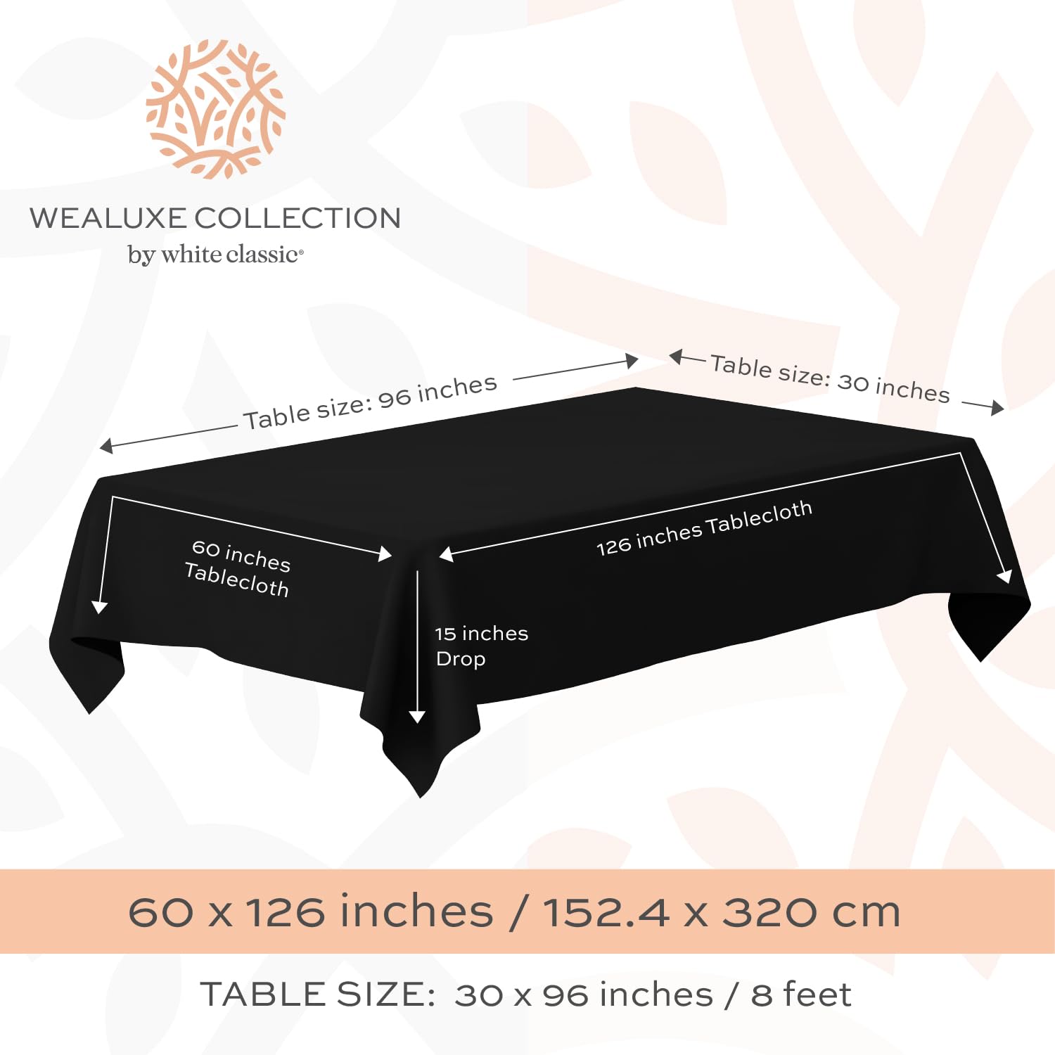 Foto 2 | Juego De Manteles Wealuxe, Rectángulo Negro, 60 X 126 Pulgadas, Paquete De 2 - Venta Internacional.