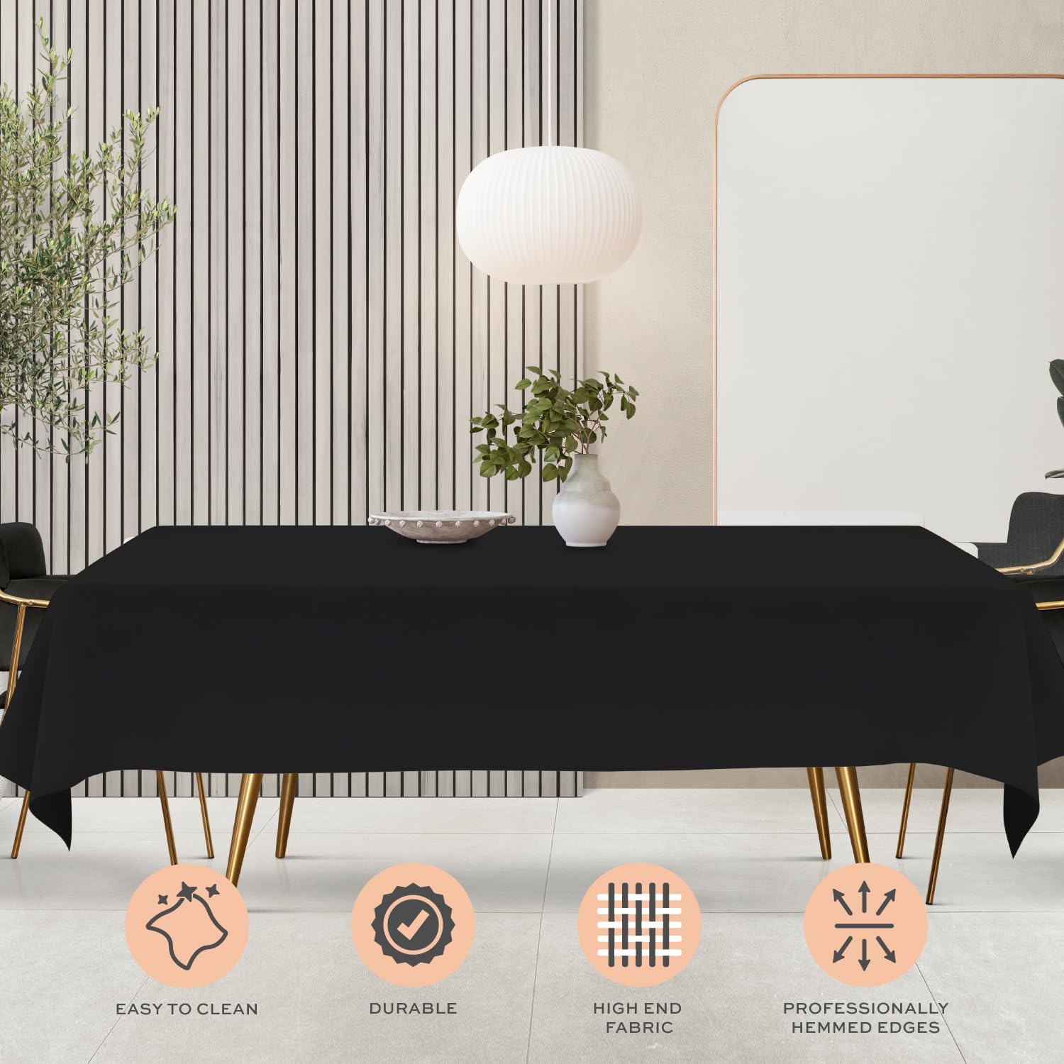 Foto 4 | Juego De Manteles Wealuxe, Rectángulo Negro, 60 X 126 Pulgadas, Paquete De 2 - Venta Internacional.