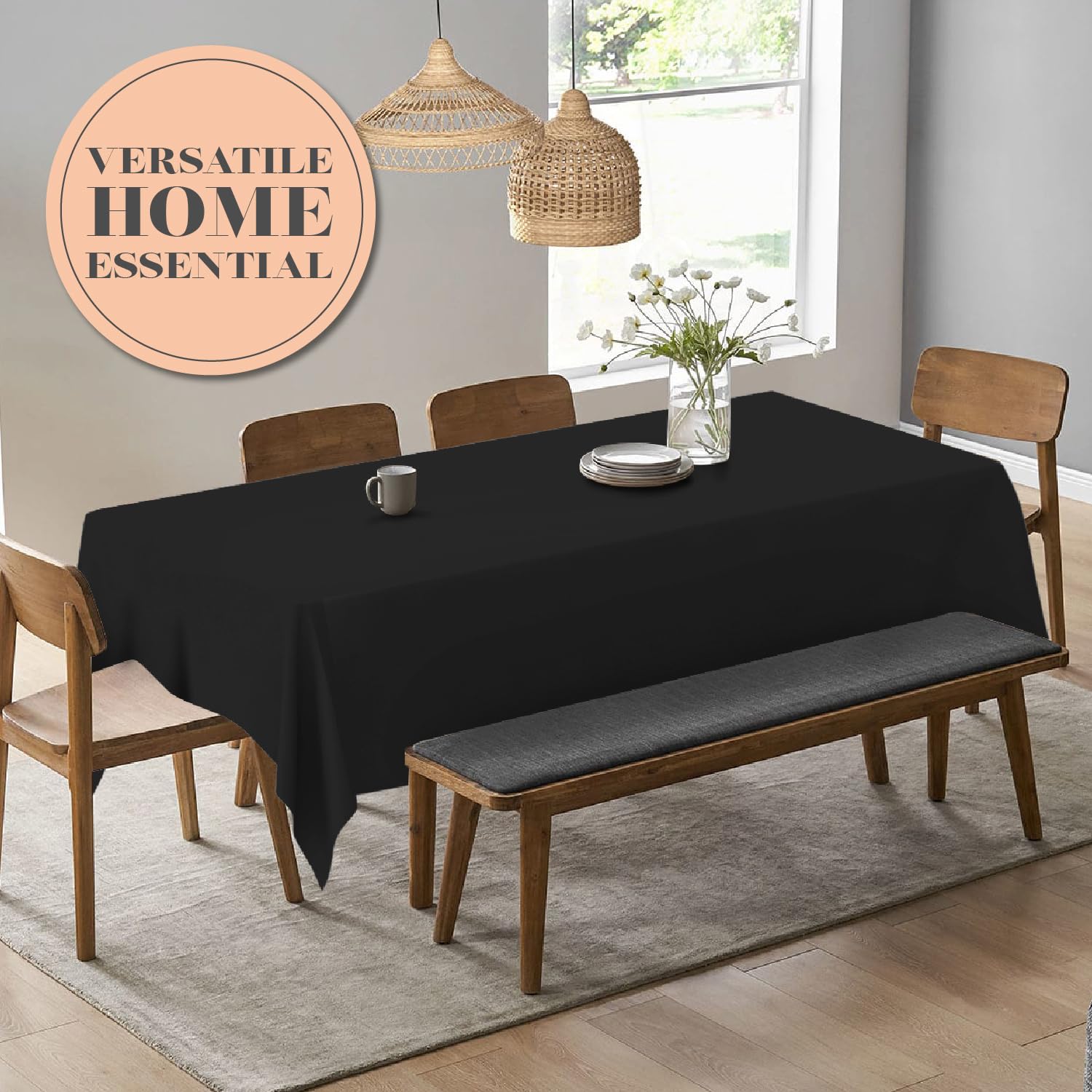 Foto 5 | Juego De Manteles Wealuxe, Rectángulo Negro, 60 X 126 Pulgadas, Paquete De 2 - Venta Internacional.