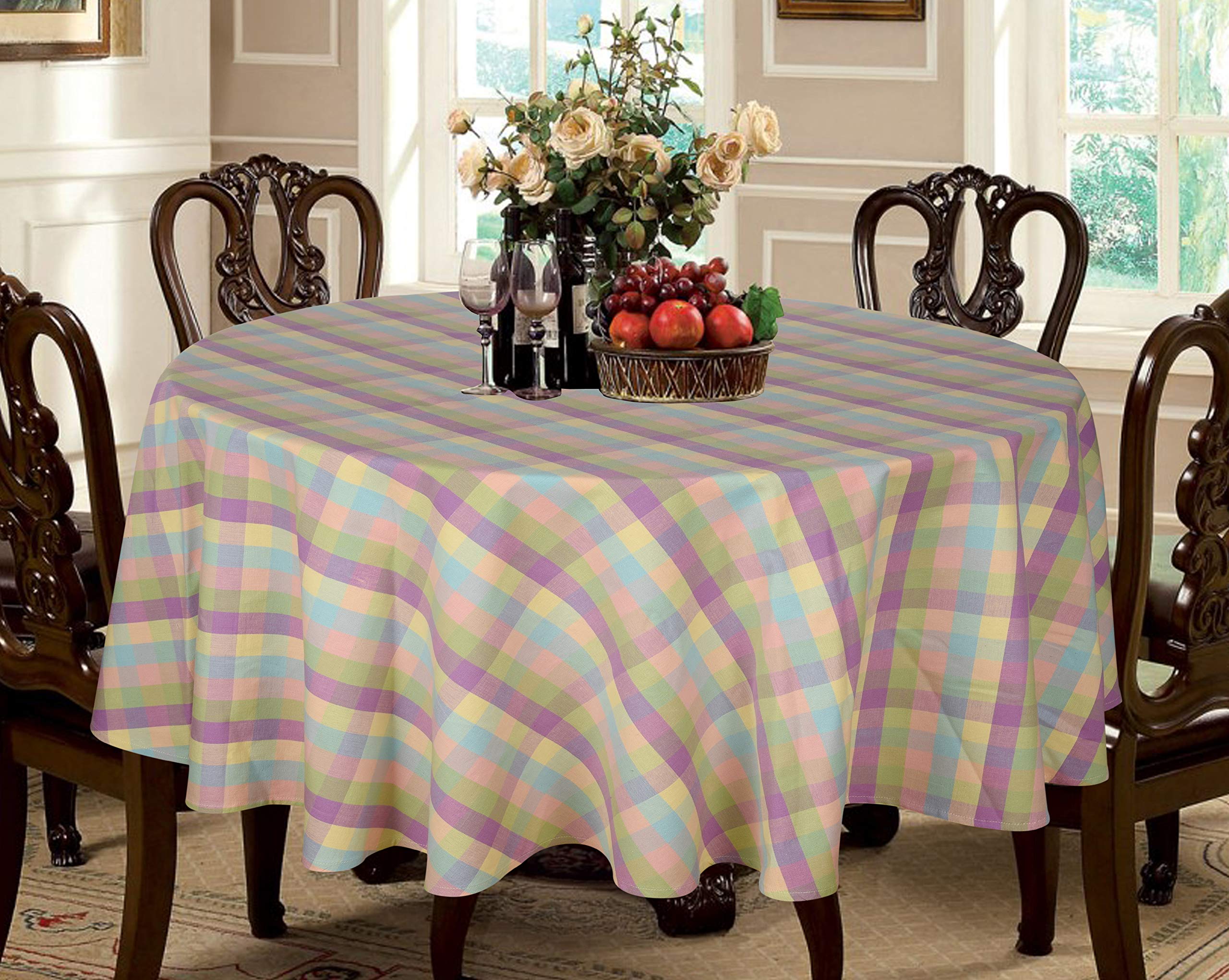 Mantel Urban Villa Buffalo Check 100% Algodón, 180 Cm, Redondo - Venta Internacional.