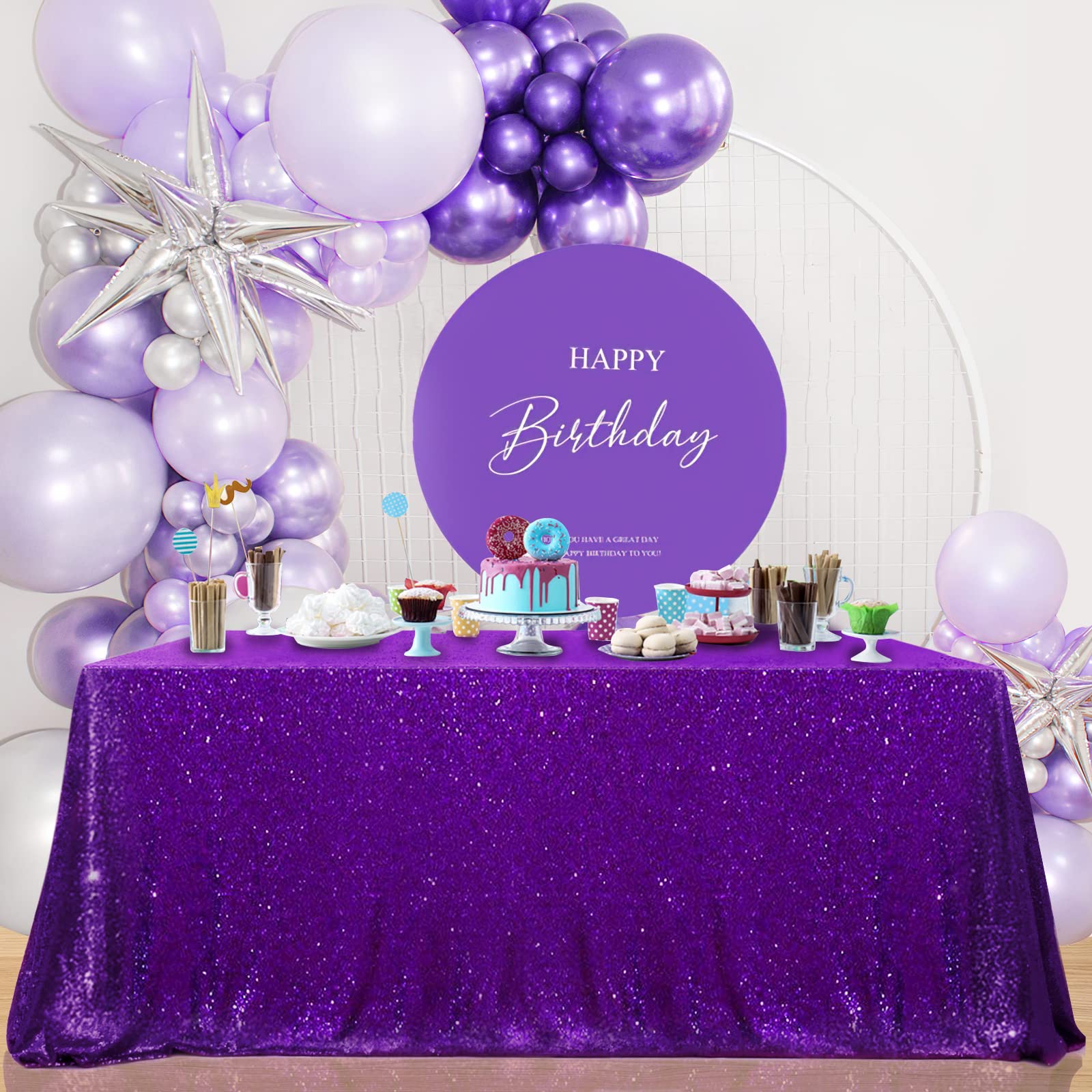 Foto 1 | Mantel B-cool Con Lentejuelas Moradas De 152 X 259 Cm Para Fiesta De Boda - Venta Internacional.