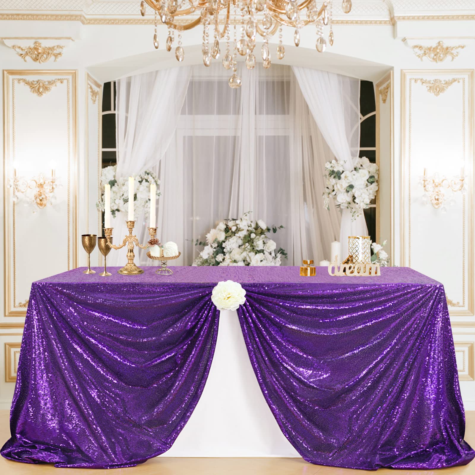 Foto 2 | Mantel B-cool Con Lentejuelas Moradas De 152 X 259 Cm Para Fiesta De Boda - Venta Internacional.