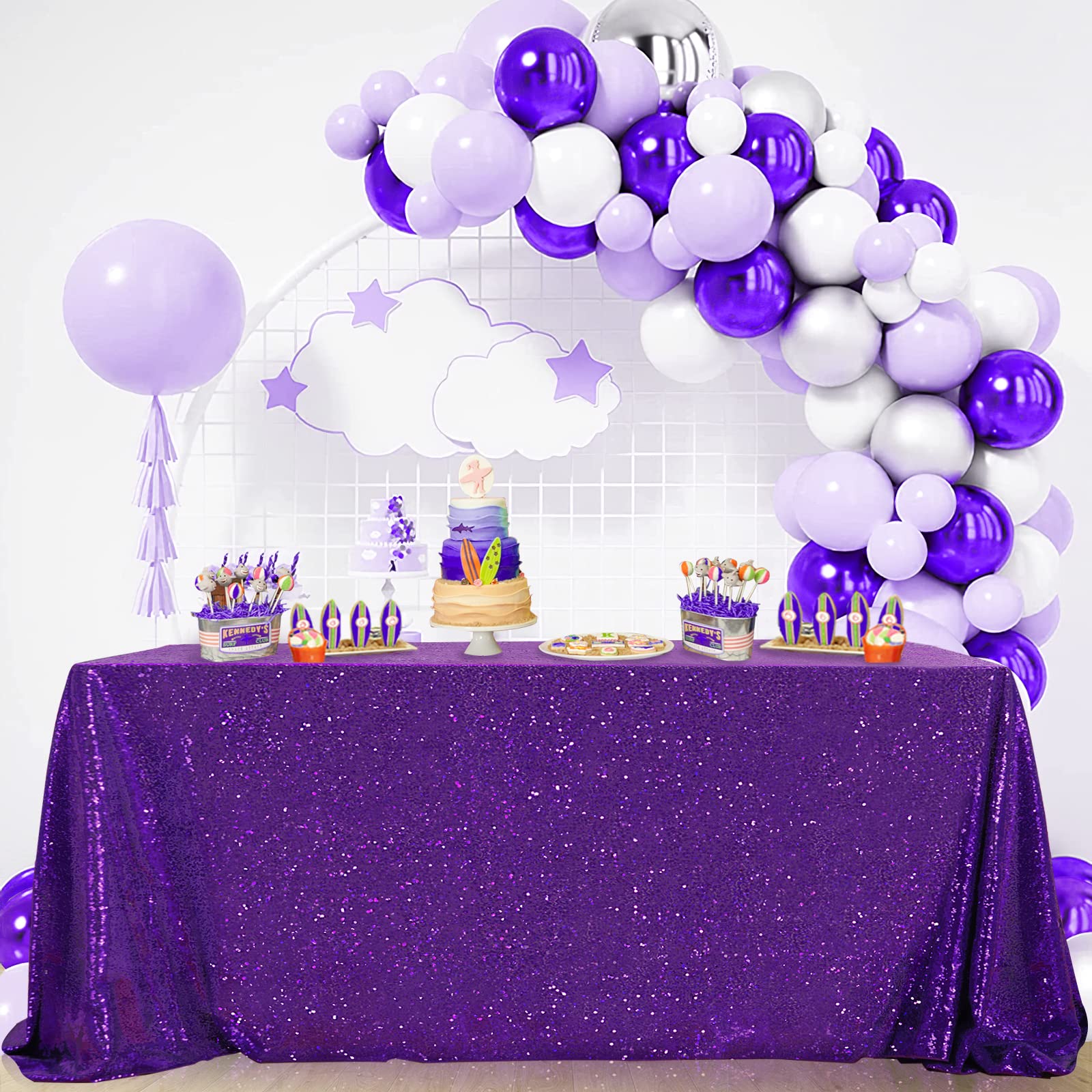 Foto 5 pulgar | Mantel B-cool Con Lentejuelas Moradas De 152 X 259 Cm Para Fiesta De Boda - Venta Internacional.