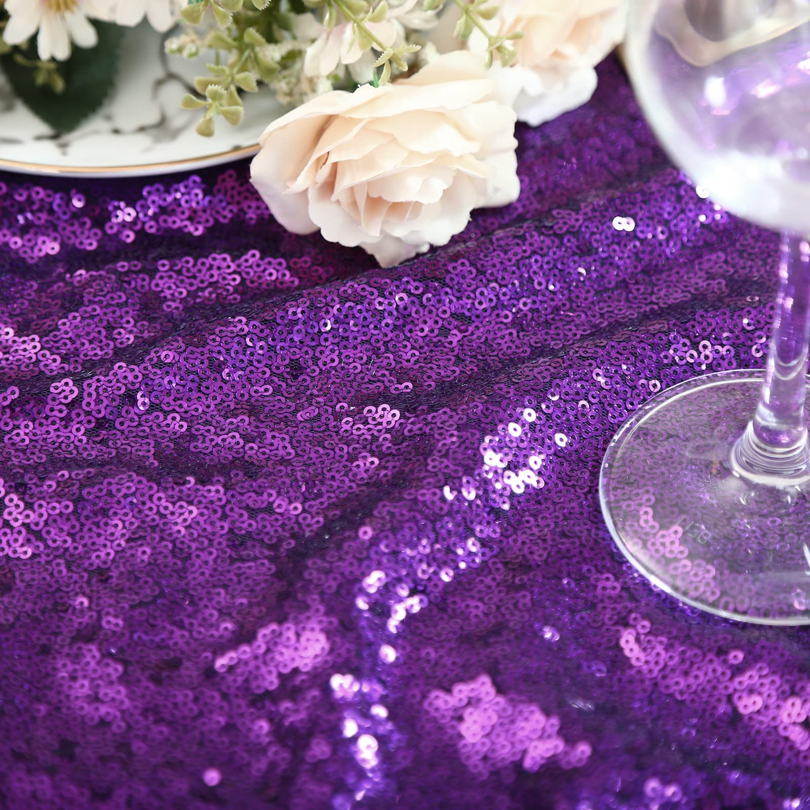 Foto 6 pulgar | Mantel B-cool Con Lentejuelas Moradas De 152 X 259 Cm Para Fiesta De Boda - Venta Internacional.