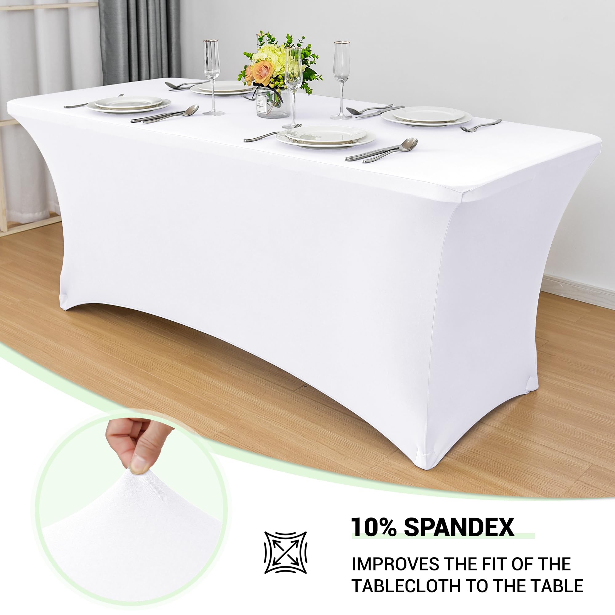 Foto 3 pulgar | Mantel Obstal Stretch Spandex De 6 Pies, Blanco, Paquete De 2 - Venta Internacional.