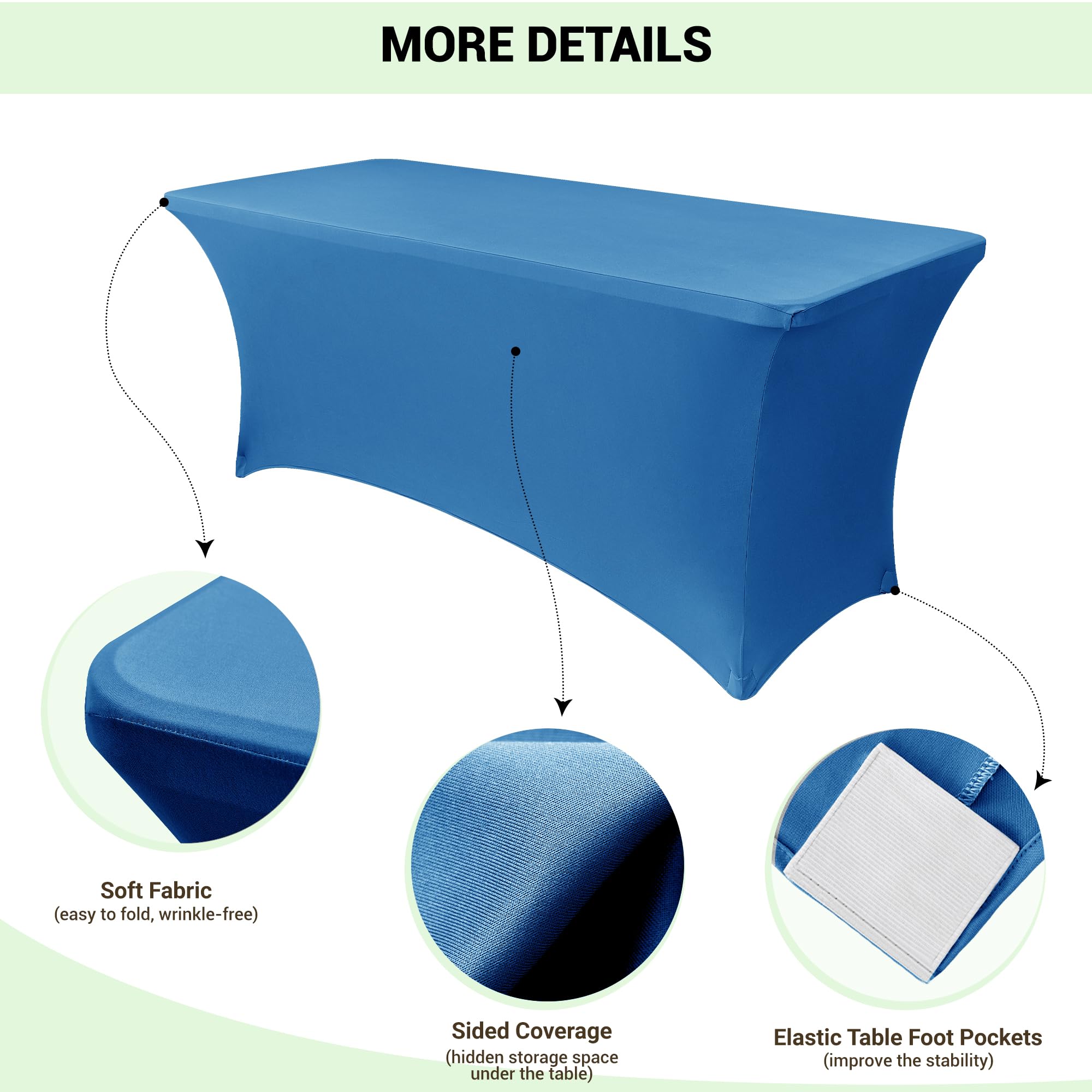 Foto 4 pulgar | Mantel Obstal Stretch Spandex De 6 Pies, Color Aguamarina, Paquete De 2 - Venta Internacional.