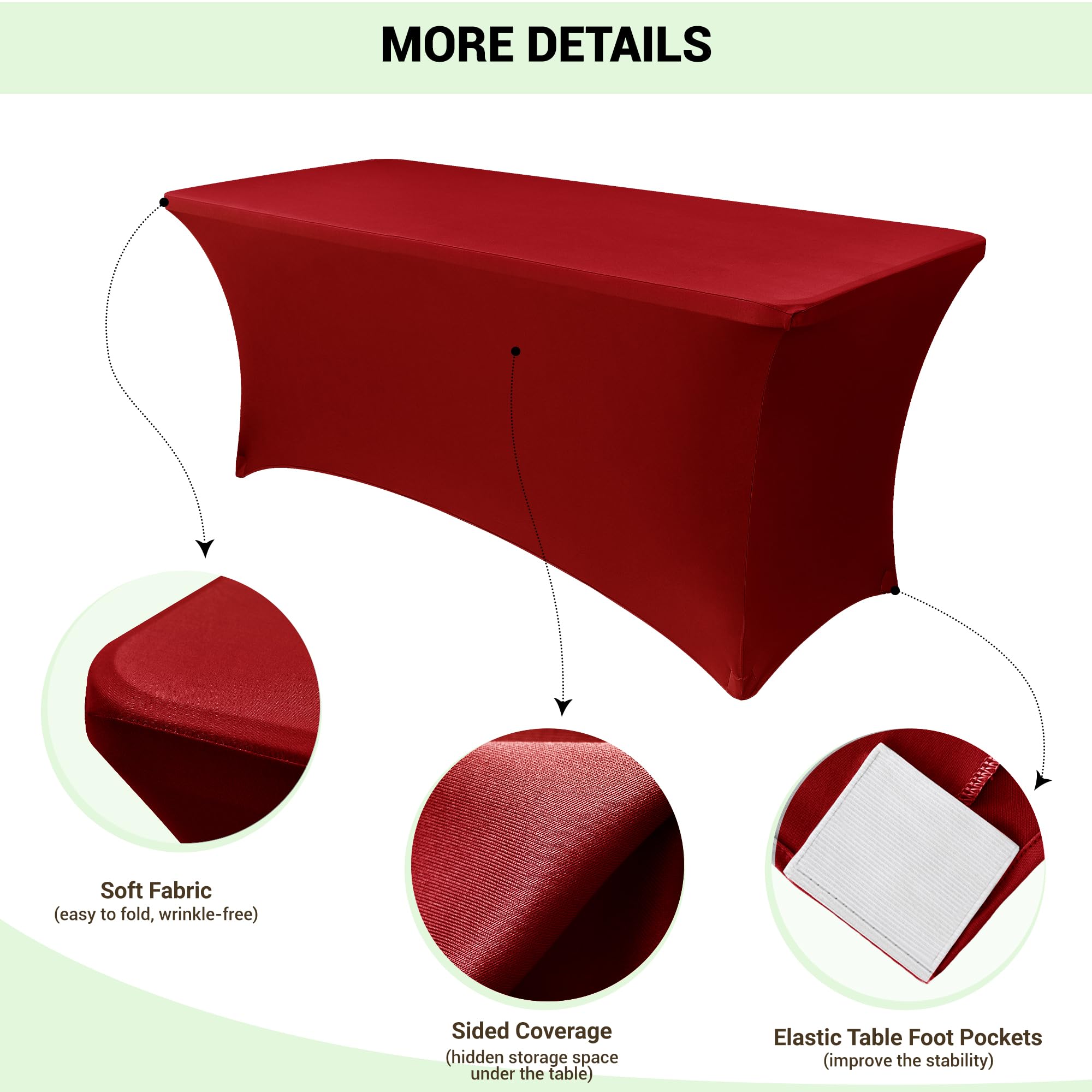 Foto 4 pulgar | Mantel Obstal Stretch Spandex Rojo Para Mesa De 6 Pies, Paquete De 2 - Venta Internacional.