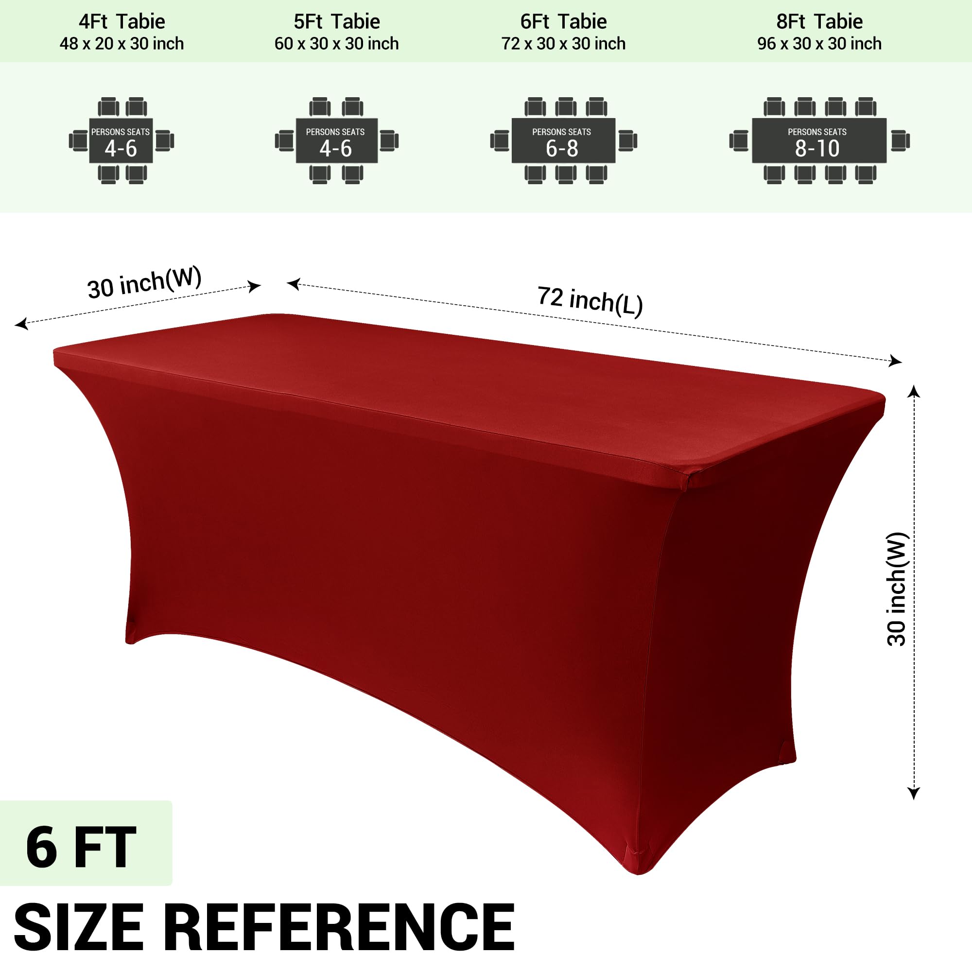 Foto 5 pulgar | Mantel Obstal Stretch Spandex Rojo Para Mesa De 6 Pies, Paquete De 2 - Venta Internacional.