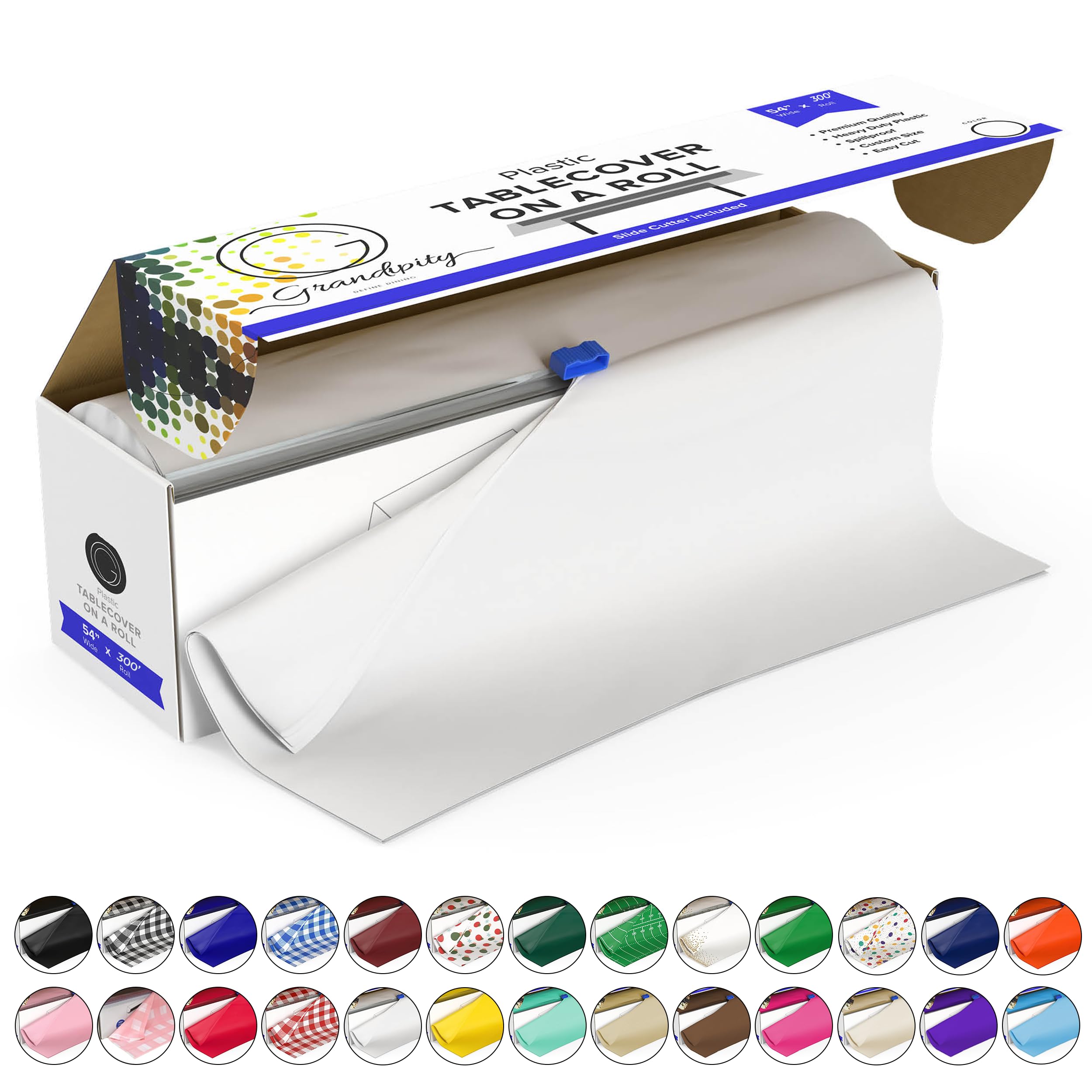 Mantel De Plástico En Rollo Grandipity White, 54 X 300 Cm - Venta Internacional.