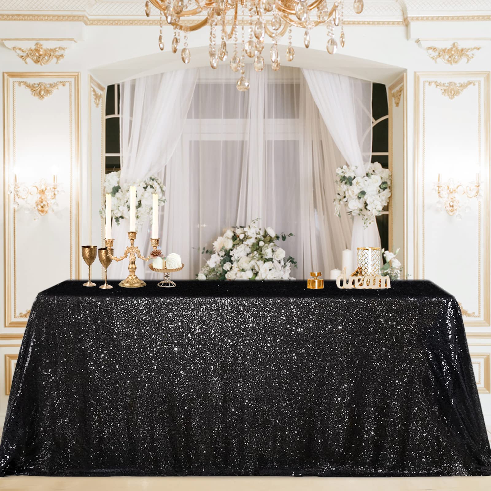 Foto 1 | Mantel B-cool Con Lentejuelas Negras, 152 X 259 Cm, Boda De Halloween - Venta Internacional.
