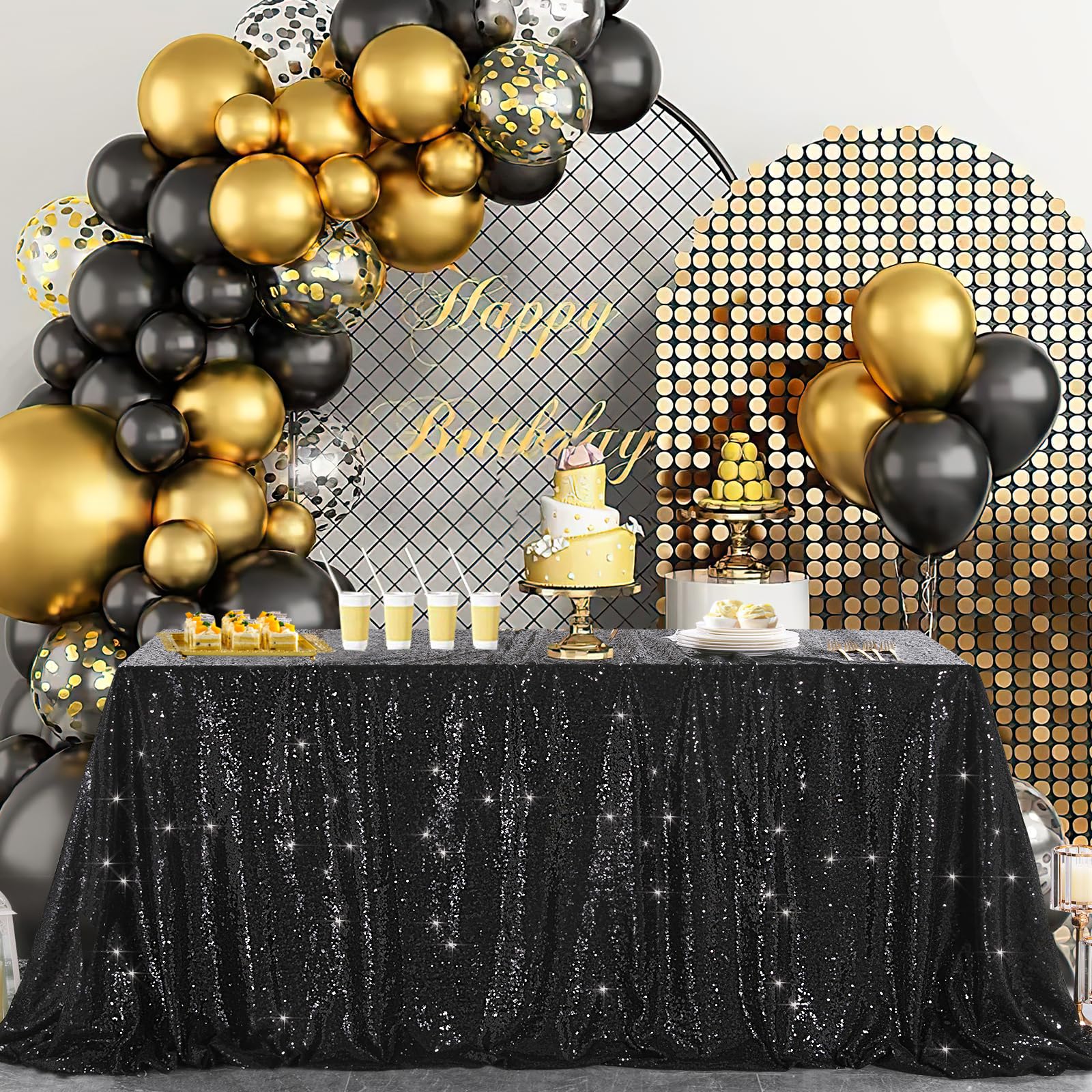 Foto 3 pulgar | Mantel B-cool Con Lentejuelas Negras, 152 X 259 Cm, Boda De Halloween - Venta Internacional.