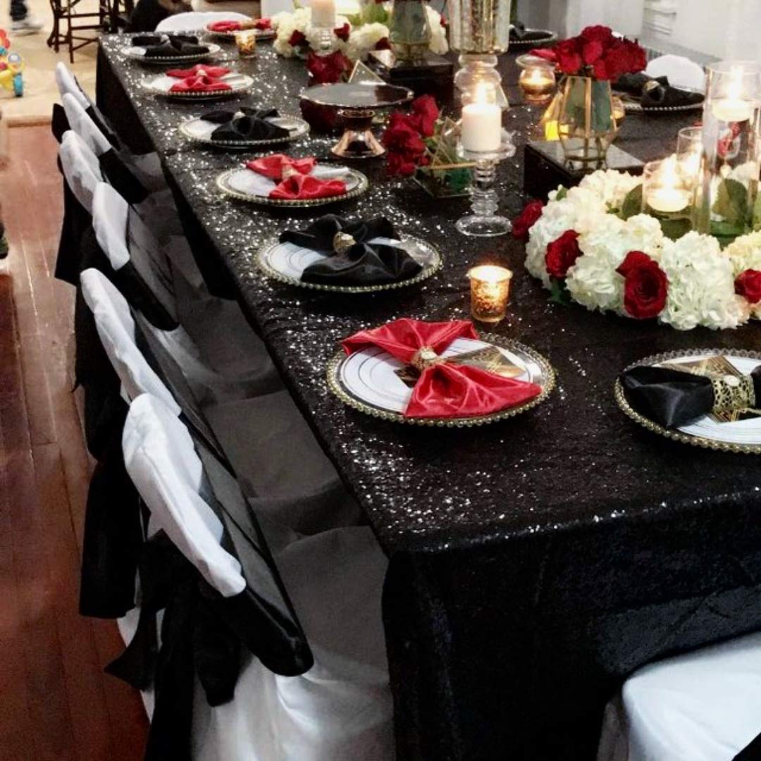 Foto 7 | Mantel B-cool Con Lentejuelas Negras, 152 X 259 Cm, Boda De Halloween - Venta Internacional.