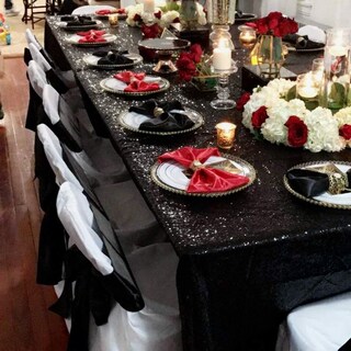 Foto 7 | Mantel B-cool Con Lentejuelas Negras, 152 X 259 Cm, Boda De Halloween - Venta Internacional.