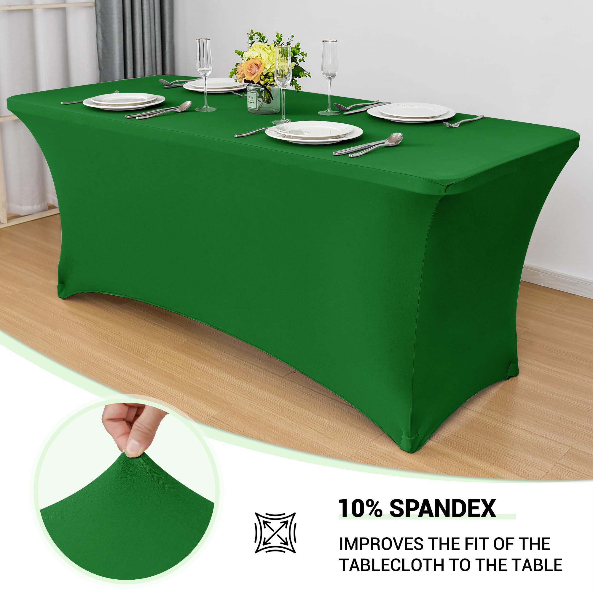 Foto 3 pulgar | Mantel Obstal Stretch Spandex De 6 Pies, Color Verde Esmeralda, 2 Unidades - Venta Internacional.