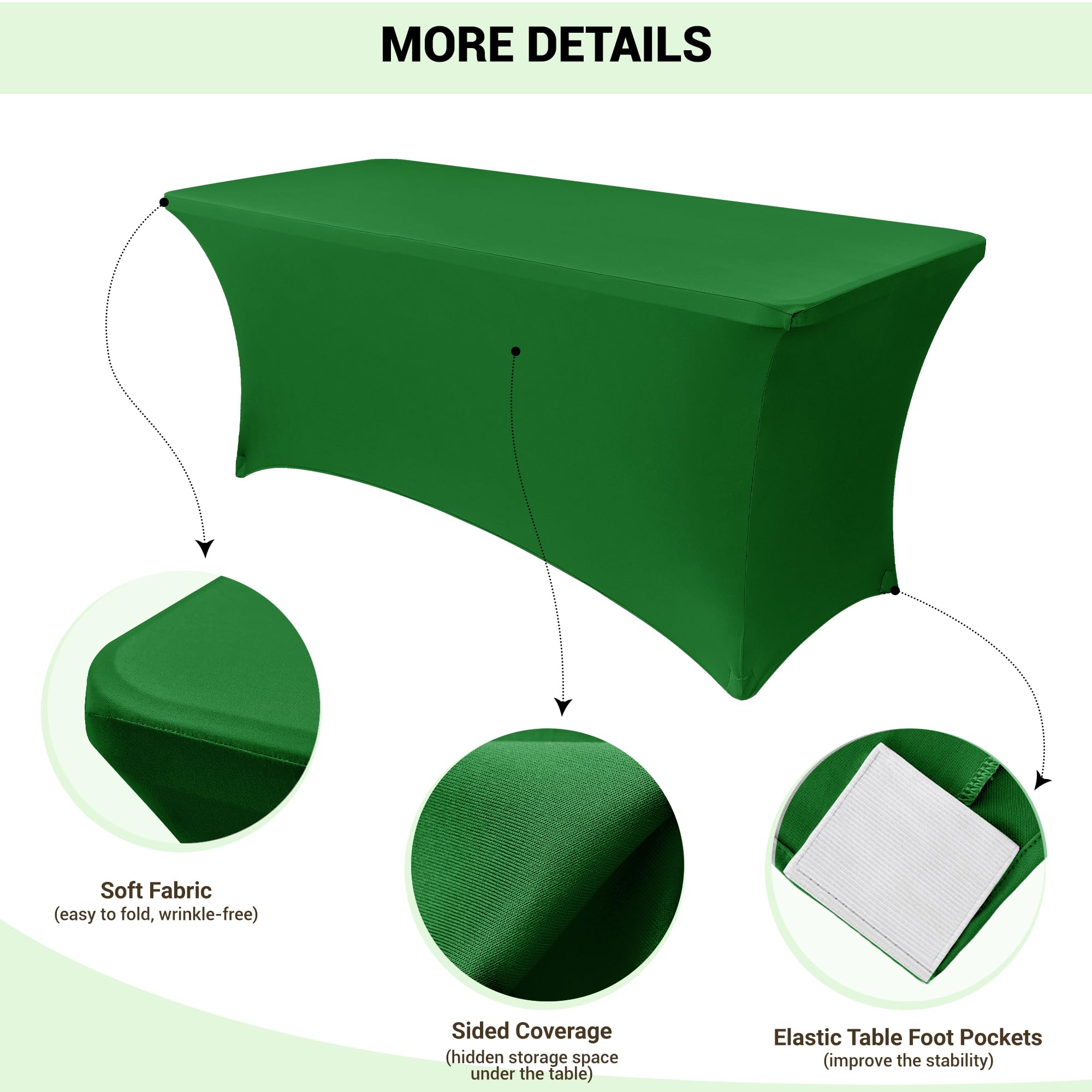 Foto 4 pulgar | Mantel Obstal Stretch Spandex De 6 Pies, Color Verde Esmeralda, 2 Unidades - Venta Internacional.