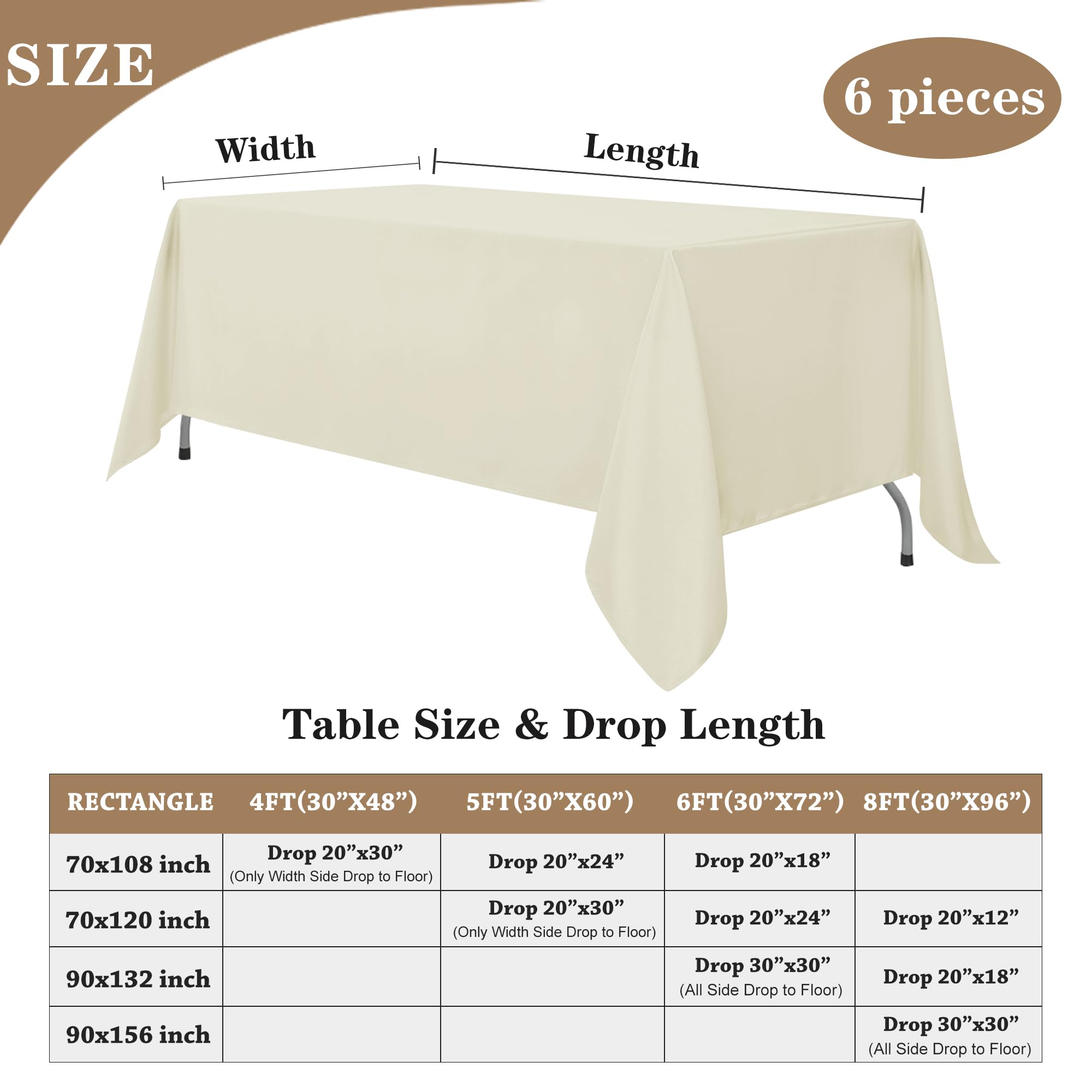 Foto 6 pulgar | Mantel Fitable Marfil 6 Piezas - Venta Internacional