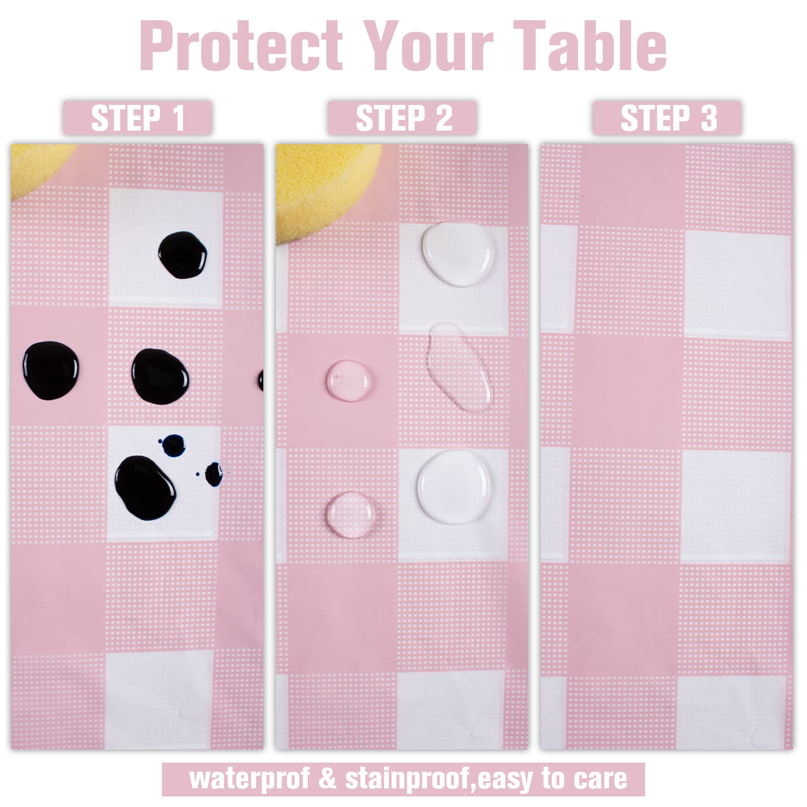Foto 7 pulgar | Mantel para Mesa Rosa con Blanco a Cuadros Kesfey 137 x 274 cm 8 Piezas - Venta Internacional