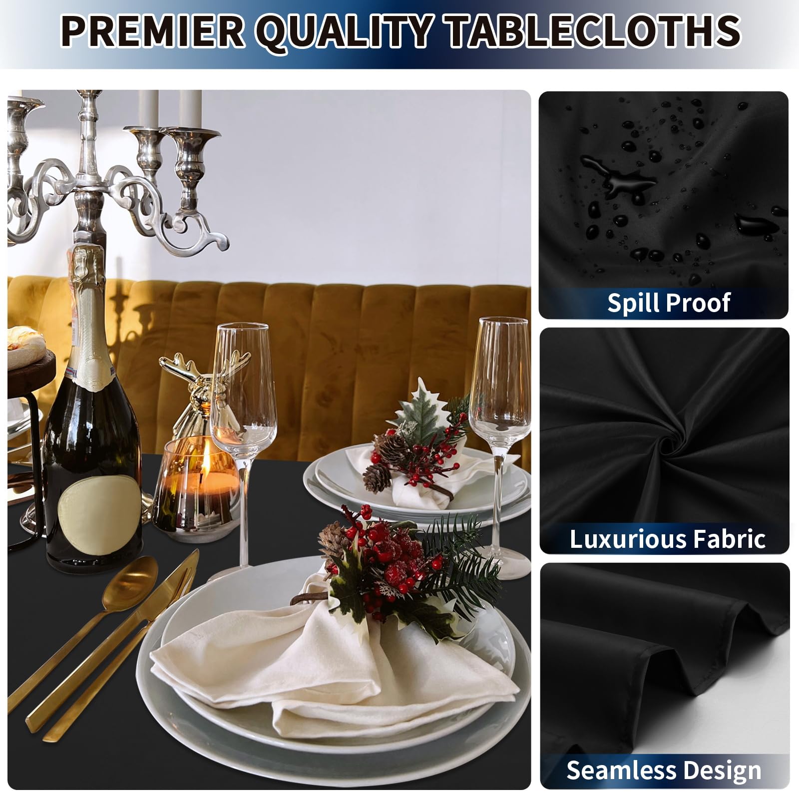 Foto 3 pulgar | Mantel para Mesa Negro PureFit 152 x 259 cm 6 Piezas - Venta Internacional