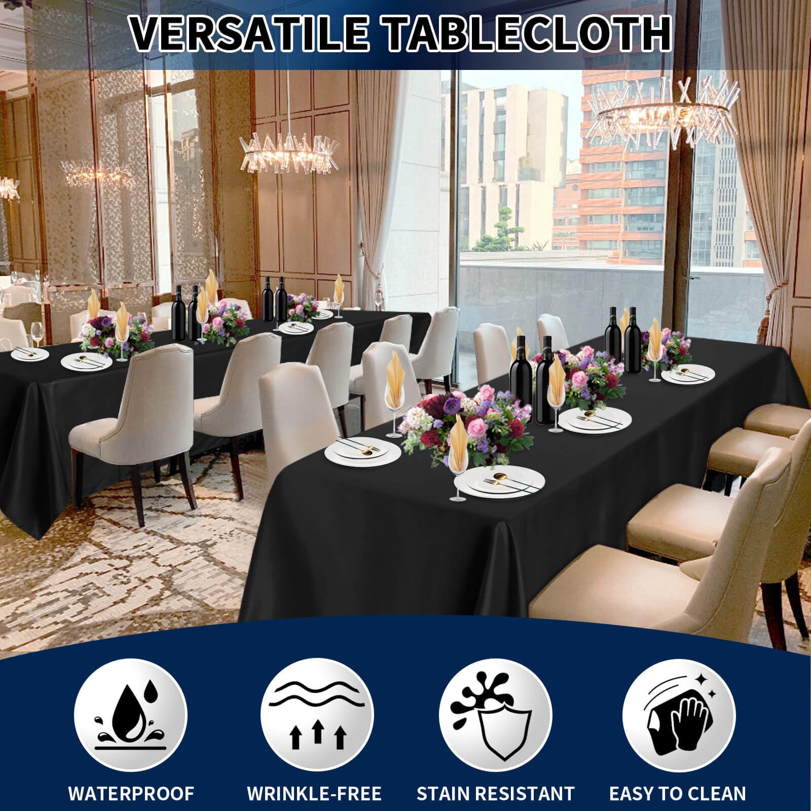 Foto 4 pulgar | Mantel para Mesa Negro PureFit 152 x 259 cm 6 Piezas - Venta Internacional