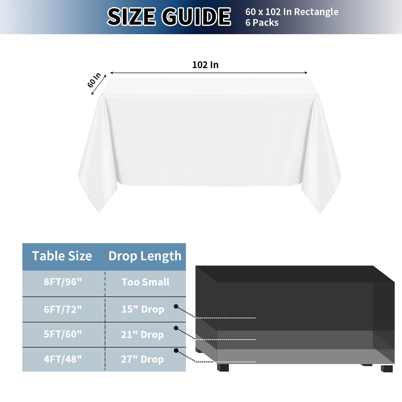 Foto 5 pulgar | Mantel para Mesa Blanco Purefit 6 Piezas-Venta Internacional