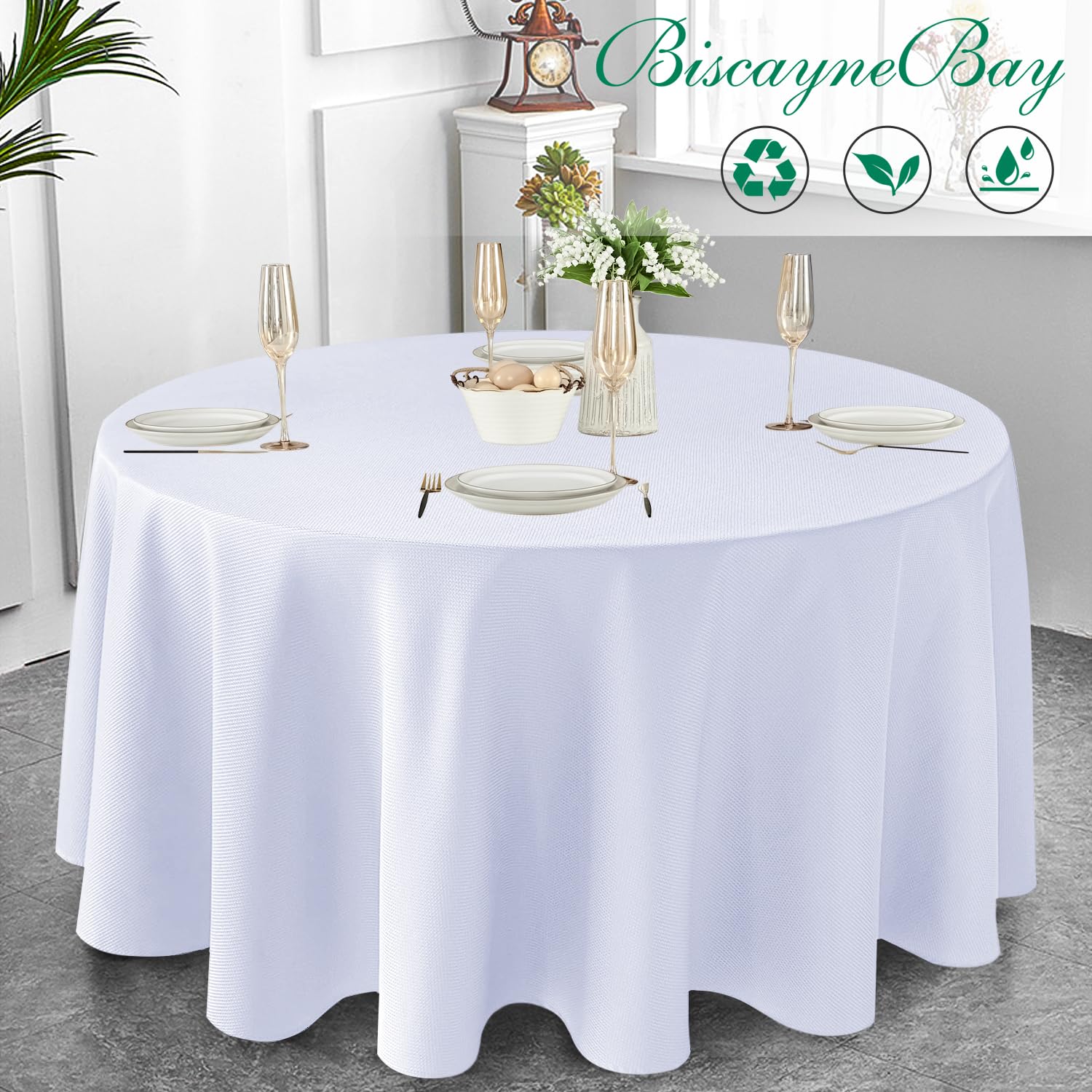 Foto 6 | Mantel Texturizado Biscaynebay 90 Cm Blanco - Venta Internacional