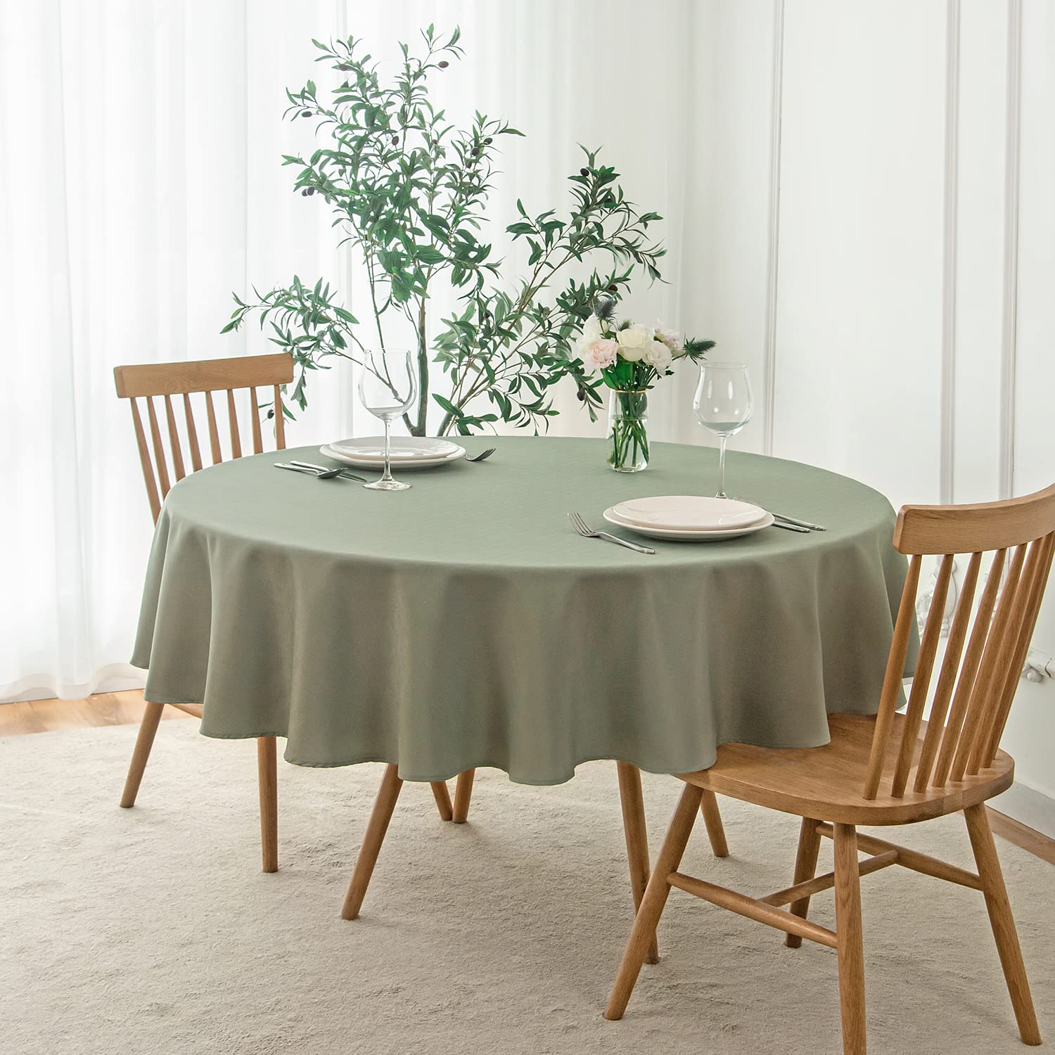 Foto 1 | Mantel Maxmill Redondo Lino Texturizado 180 Cm Verde Salvia - Venta Internacional