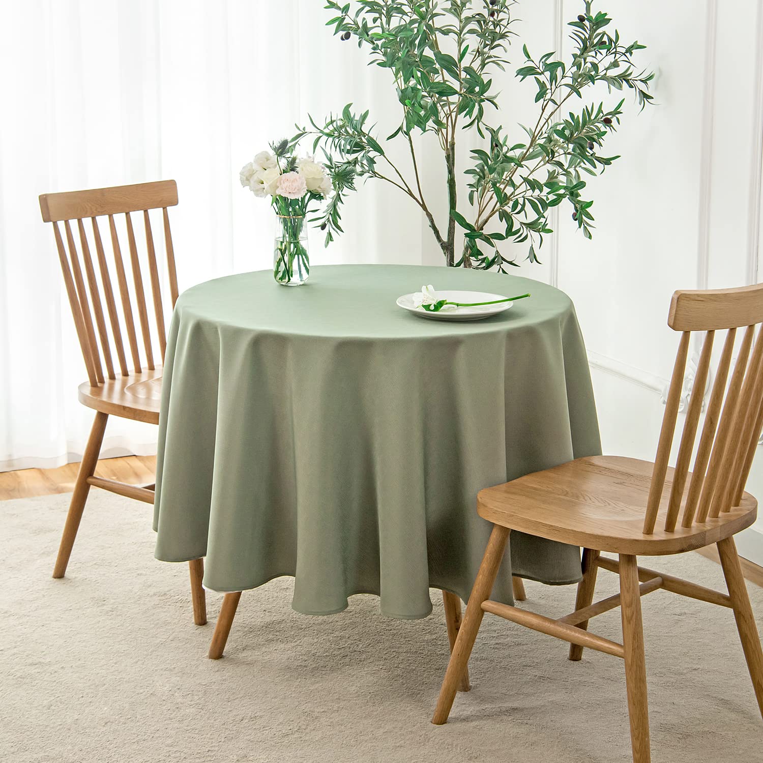 Foto 2 | Mantel Maxmill Redondo Lino Texturizado 180 Cm Verde Salvia - Venta Internacional