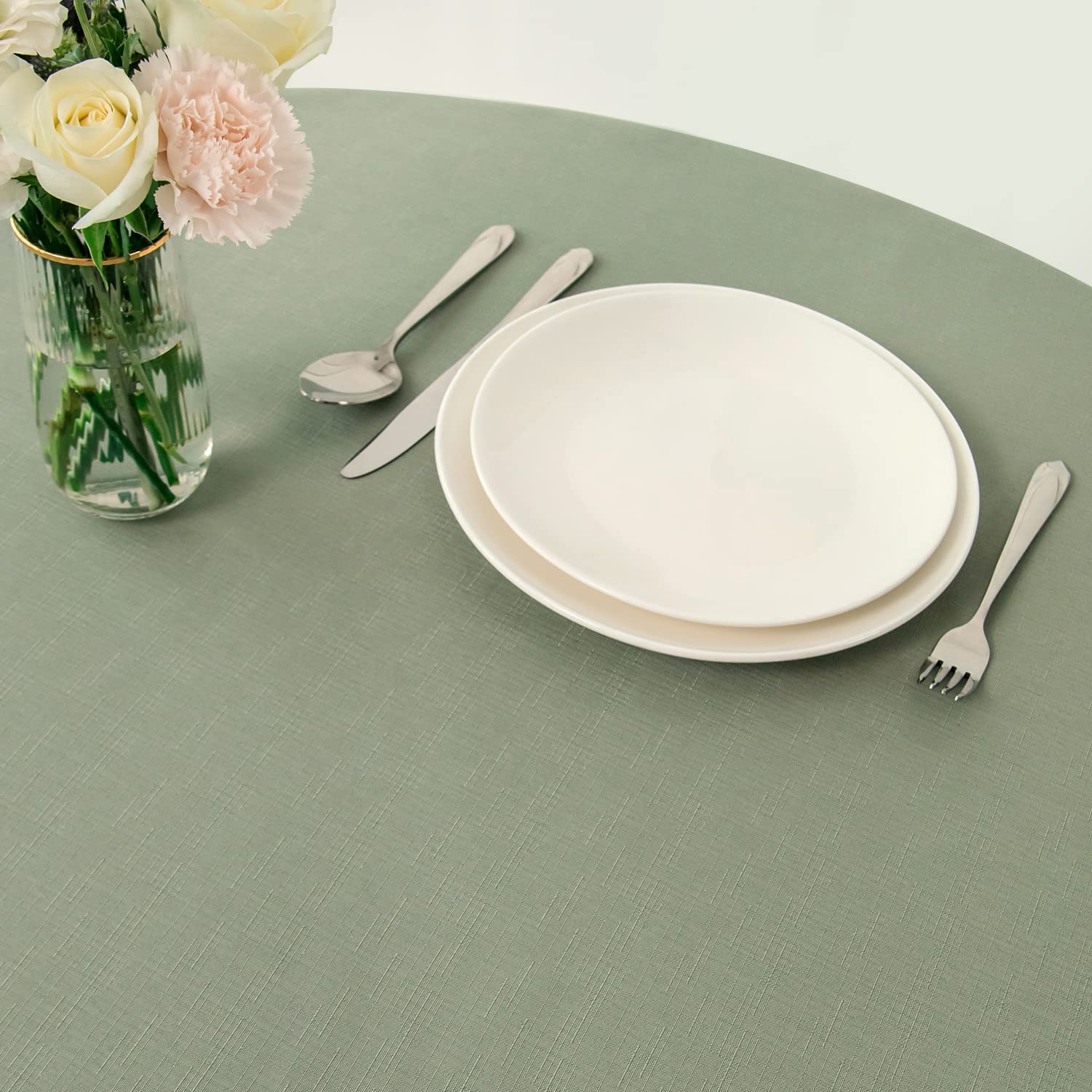 Foto 5 | Mantel Maxmill Redondo Lino Texturizado 180 Cm Verde Salvia - Venta Internacional