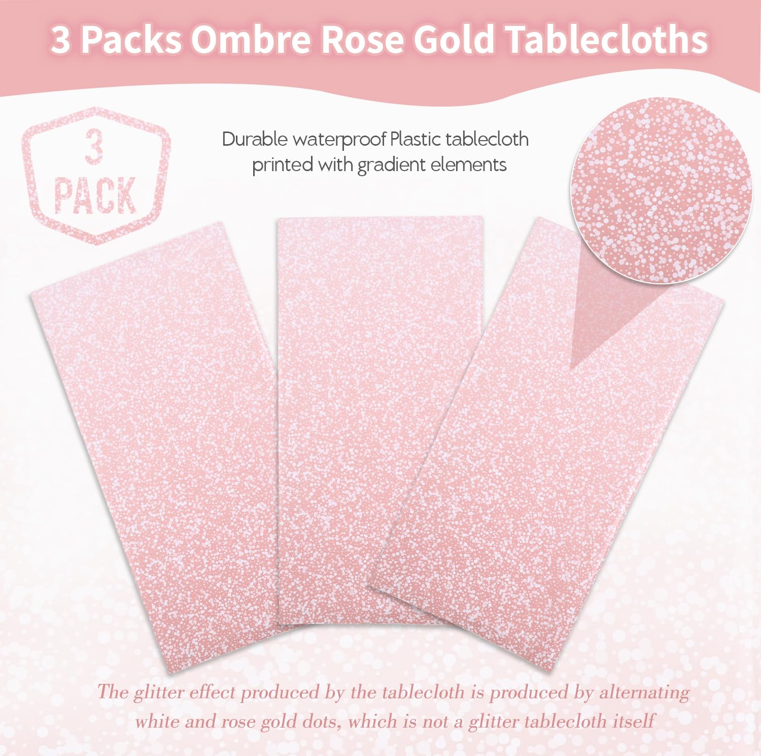 Foto 5 pulgar | Mantel Kesfey Ombre Oro Rosa 137 x 274 cm  3 Piezas  - Venta Internacional