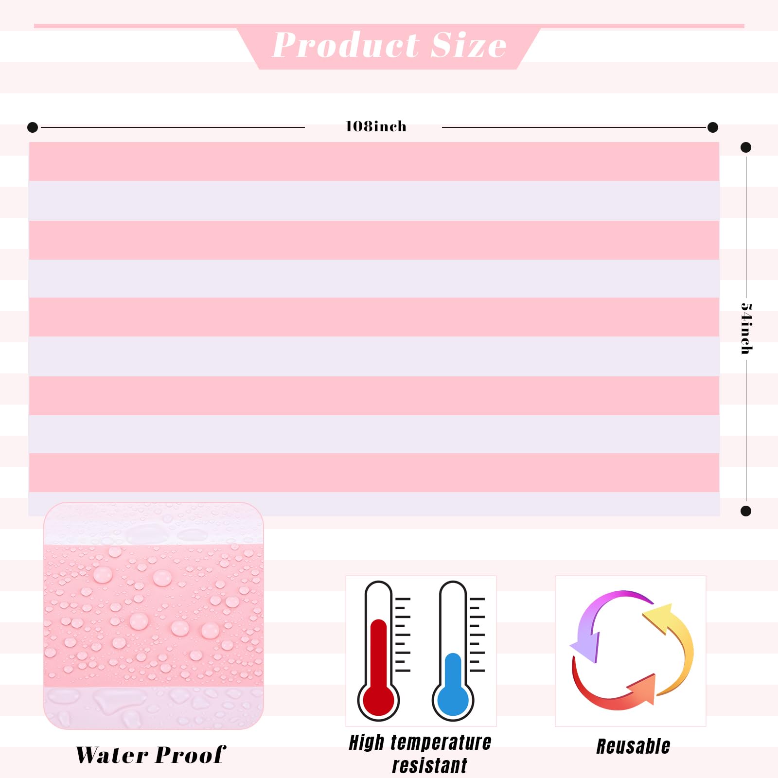Foto 4 pulgar | Mantel Kesfey a Rayas Rosa Impermeable 137 x 274 cm - Venta Internacional