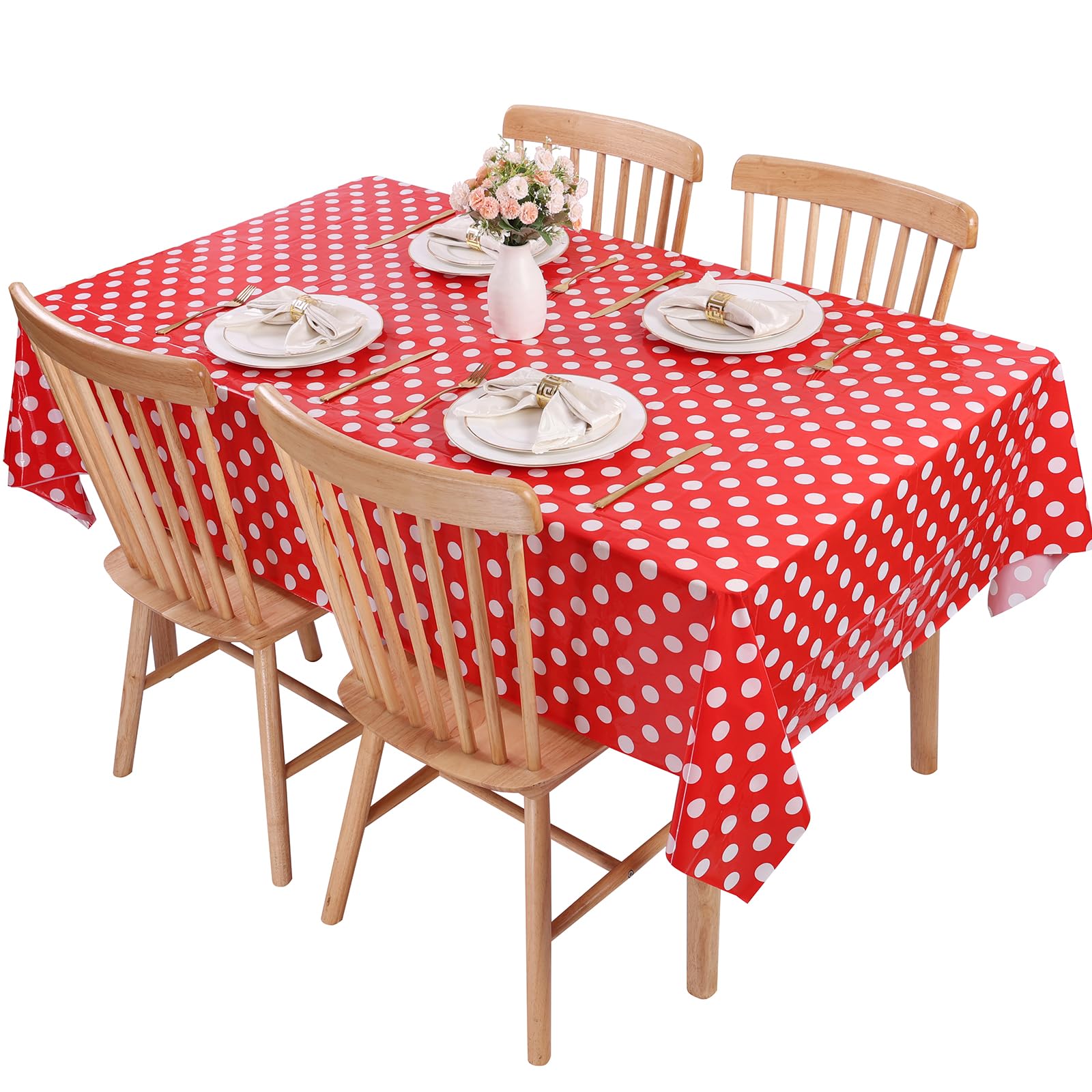 Mantel Kesfey con Lunares Rojos de Plástico 137 x 274 cm 5 Piezas - Venta Internacional