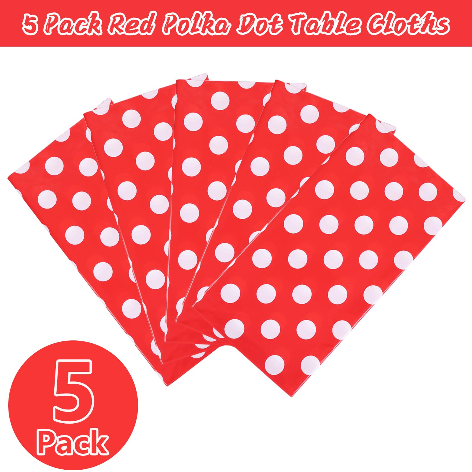 Foto 4 | Mantel Kesfey con Lunares Rojos de Plástico 137 x 274 cm 5 Piezas - Venta Internacional