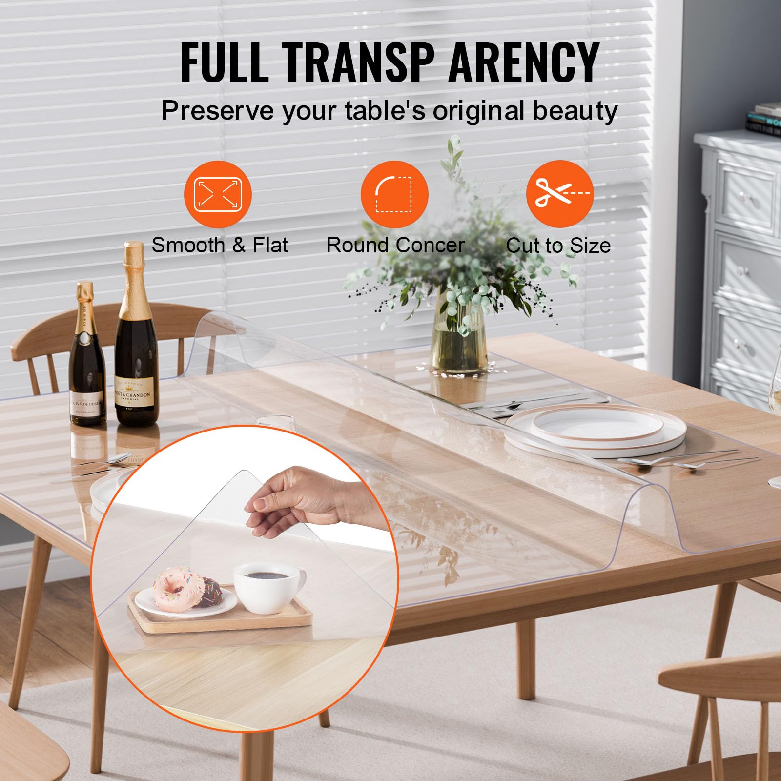 Foto 5 | Mantel Vevor Plastic 1372x1372 Mm Pvc Transparente 2.0 Mm - Venta Internacional.
