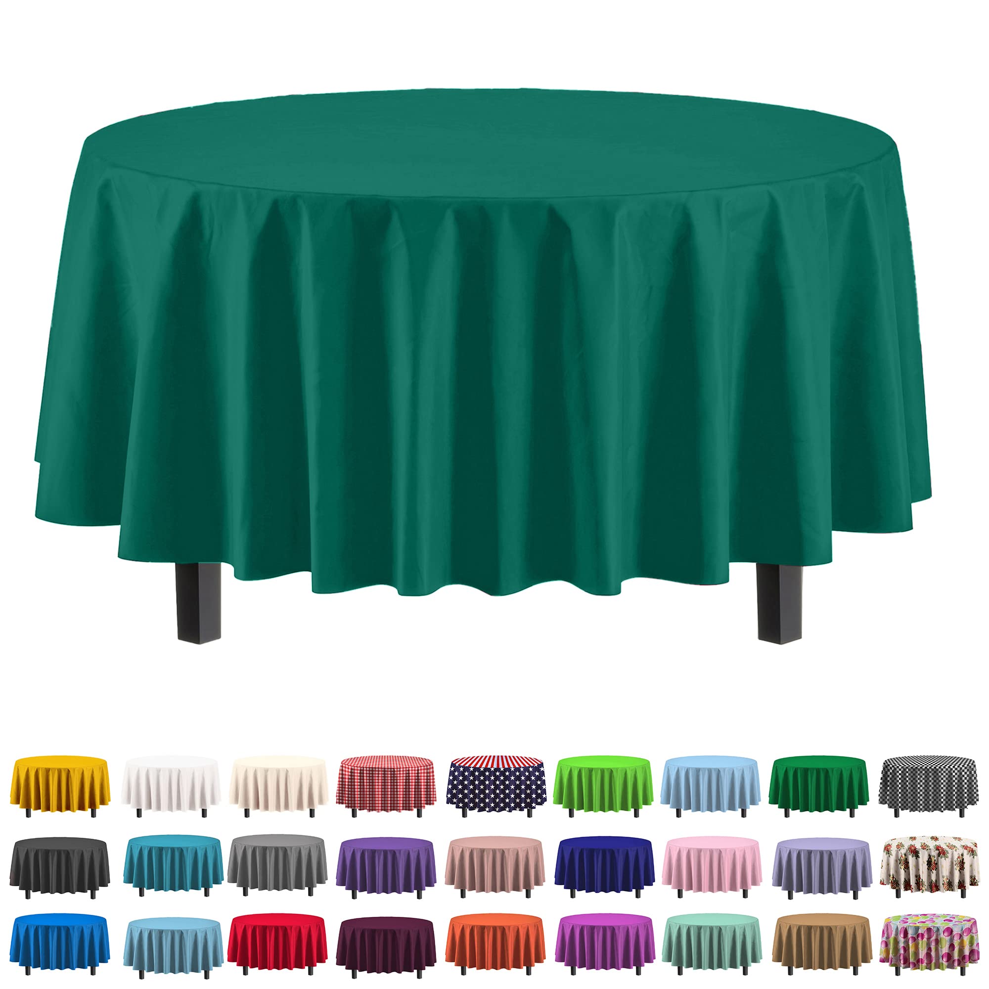 Mantel Exquisite Premium De Plástico, 213 Cm, Redondo, Color Verde Oscuro - Venta Internacional.